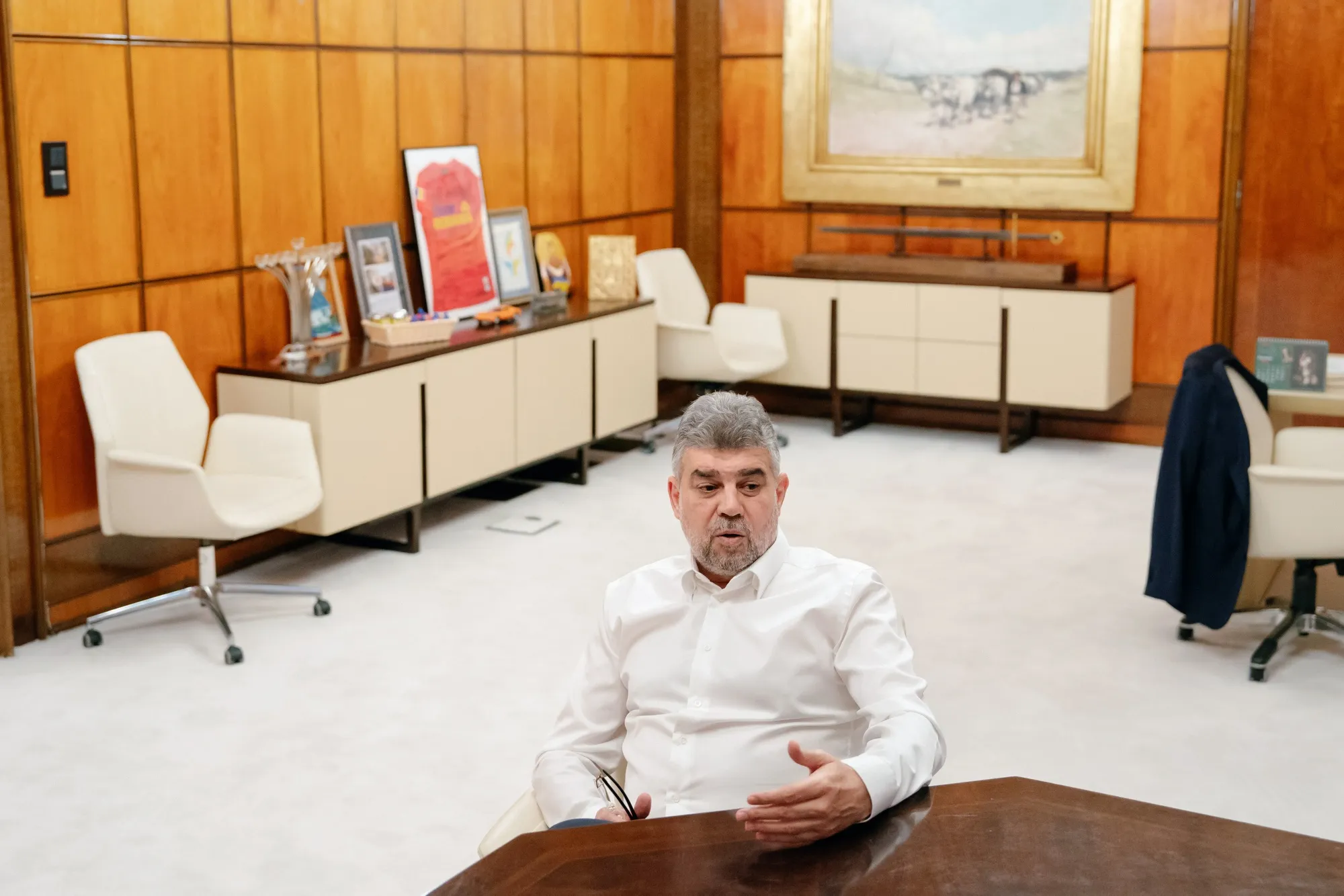 Marcel Ciolacu in Bucharest, on Nov. 6.