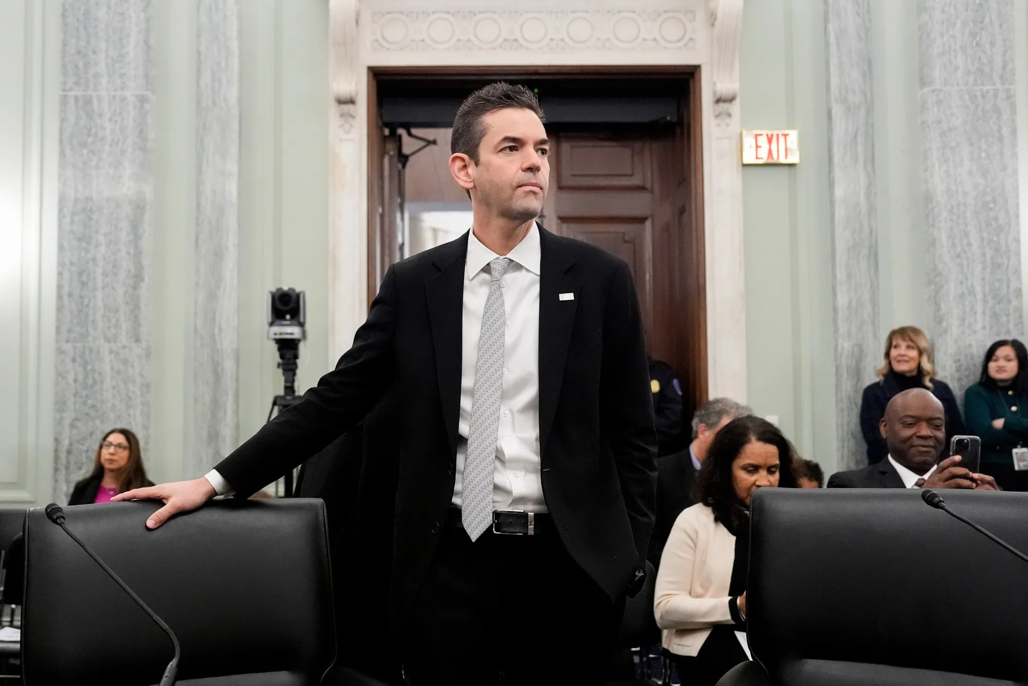Jared Isaacman arrives for his confirmation hearing in Washington on April 9.