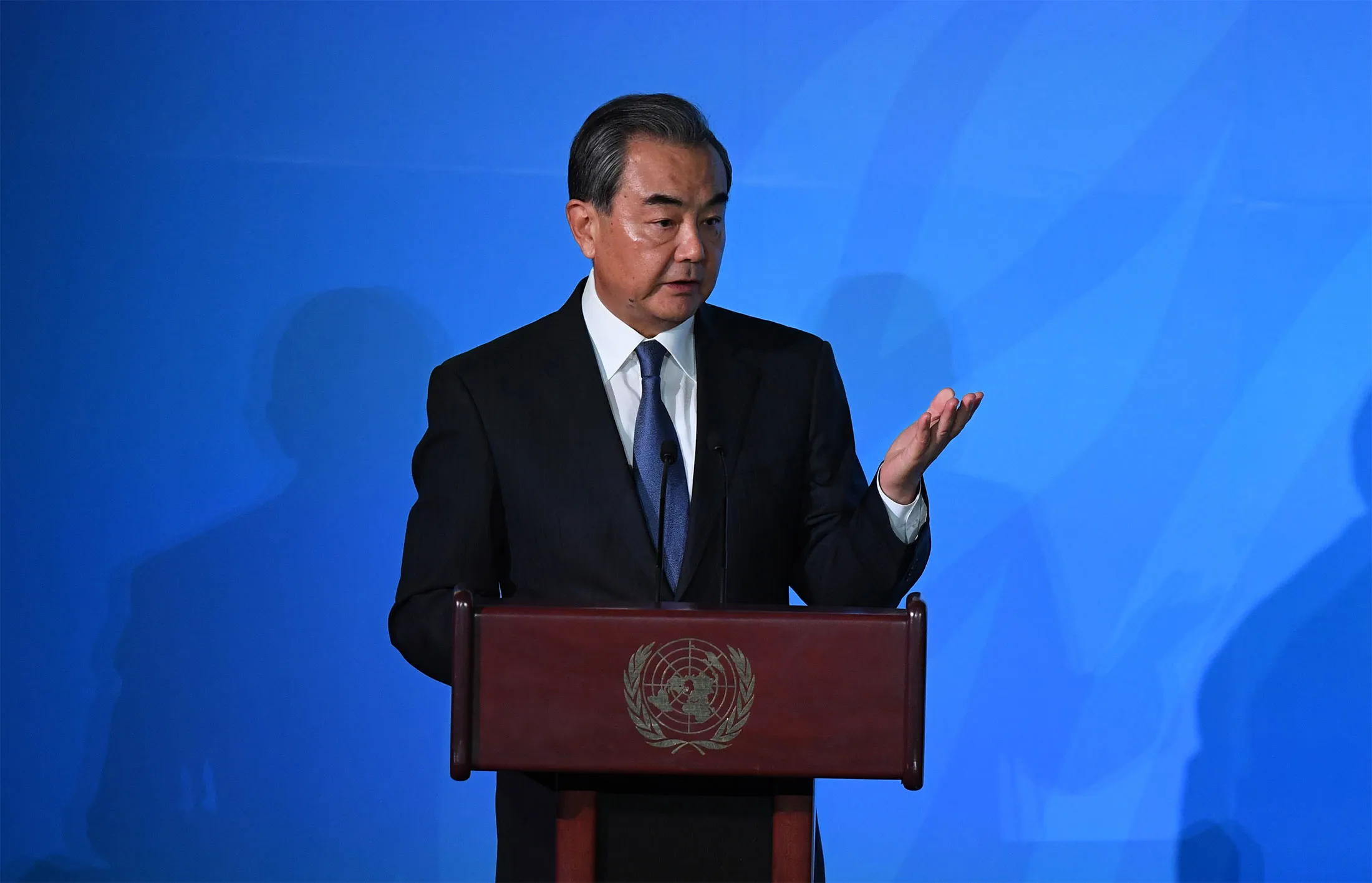 Wang Yi speaks during the UN Climate Action Summit in New York City on Sept.&nbsp;23.