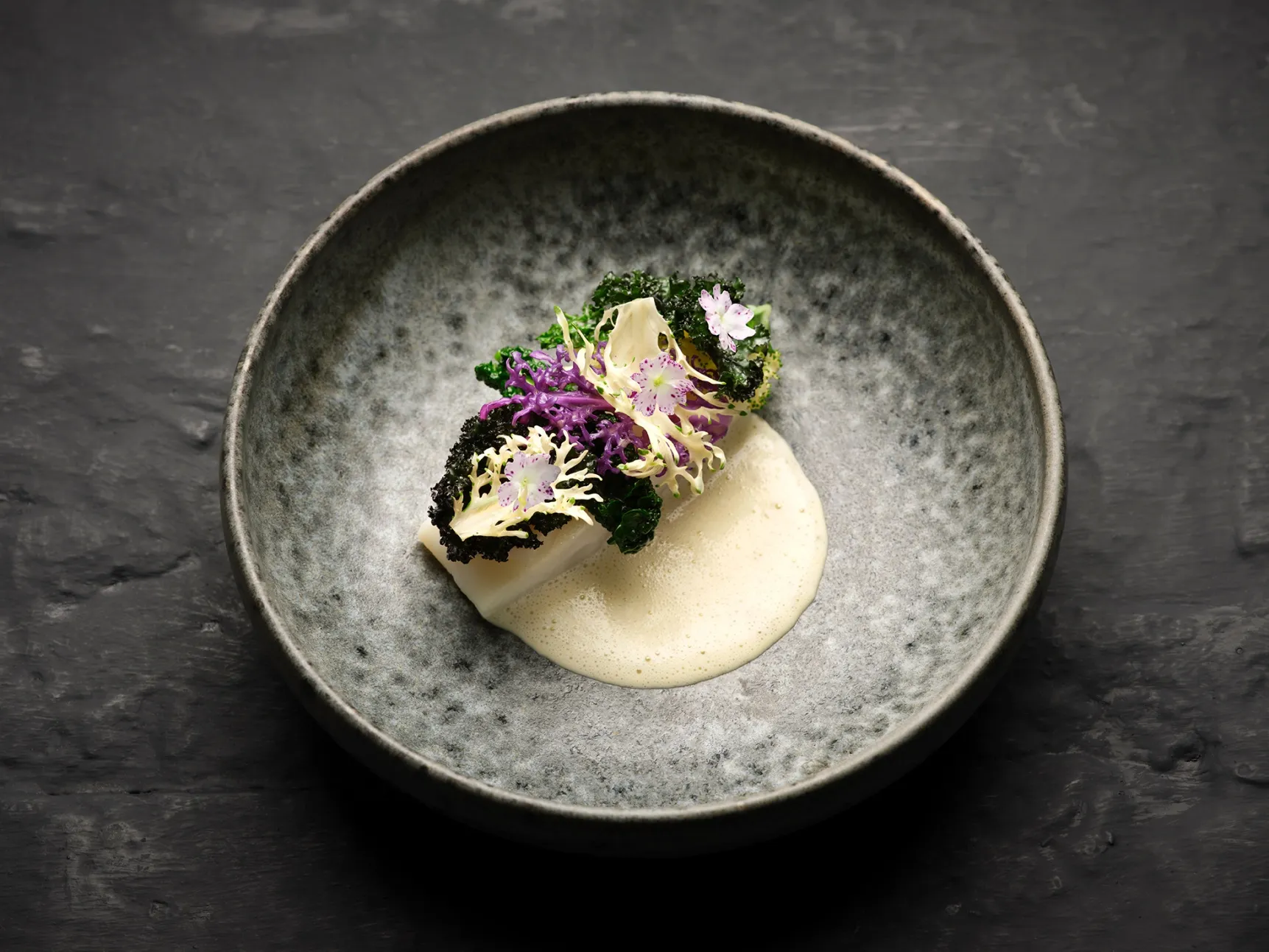 Turbot and kale from L’Enclume, the newest 3-star entry.