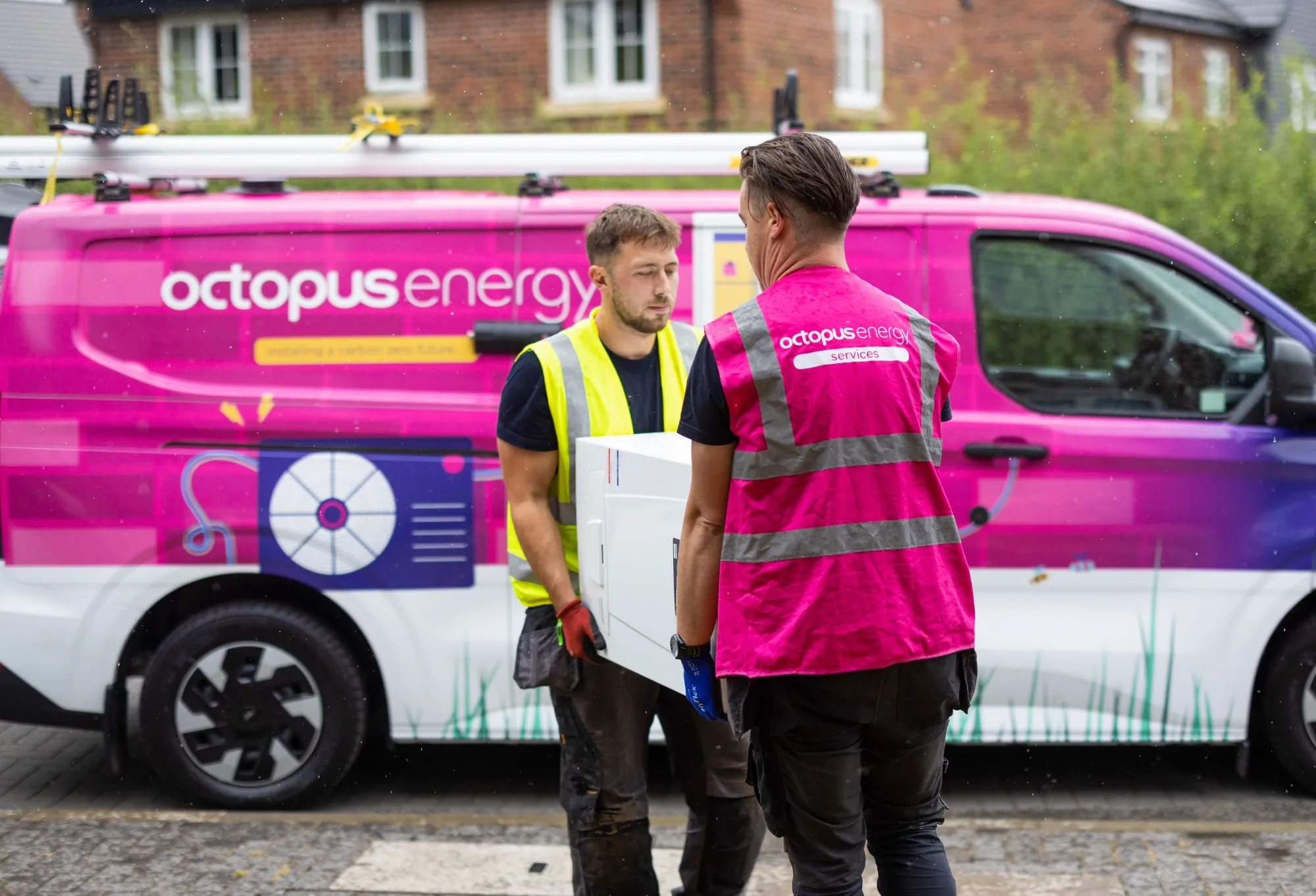 Engineers from Octopus Energy Ltd. remove a gas heated boiler from a residential property in Derby, UK.