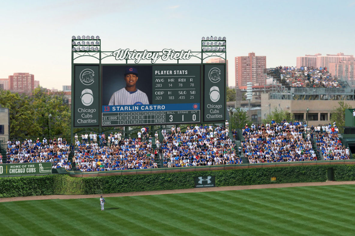 Chicago Cubs unveil new outfield signs, Wrigley renovation plans