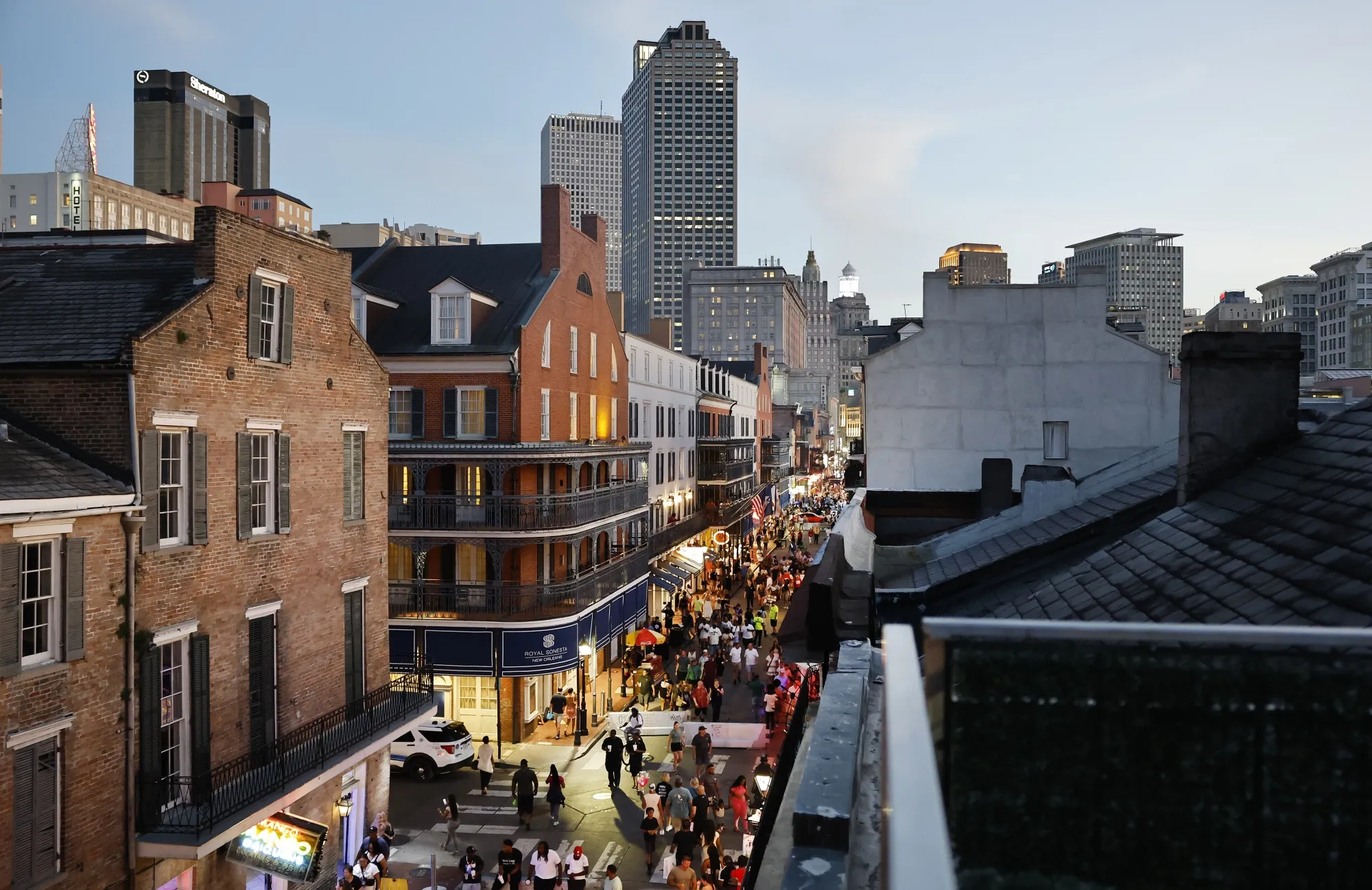 Bourbon Street in the French Quarter of New Orleans.