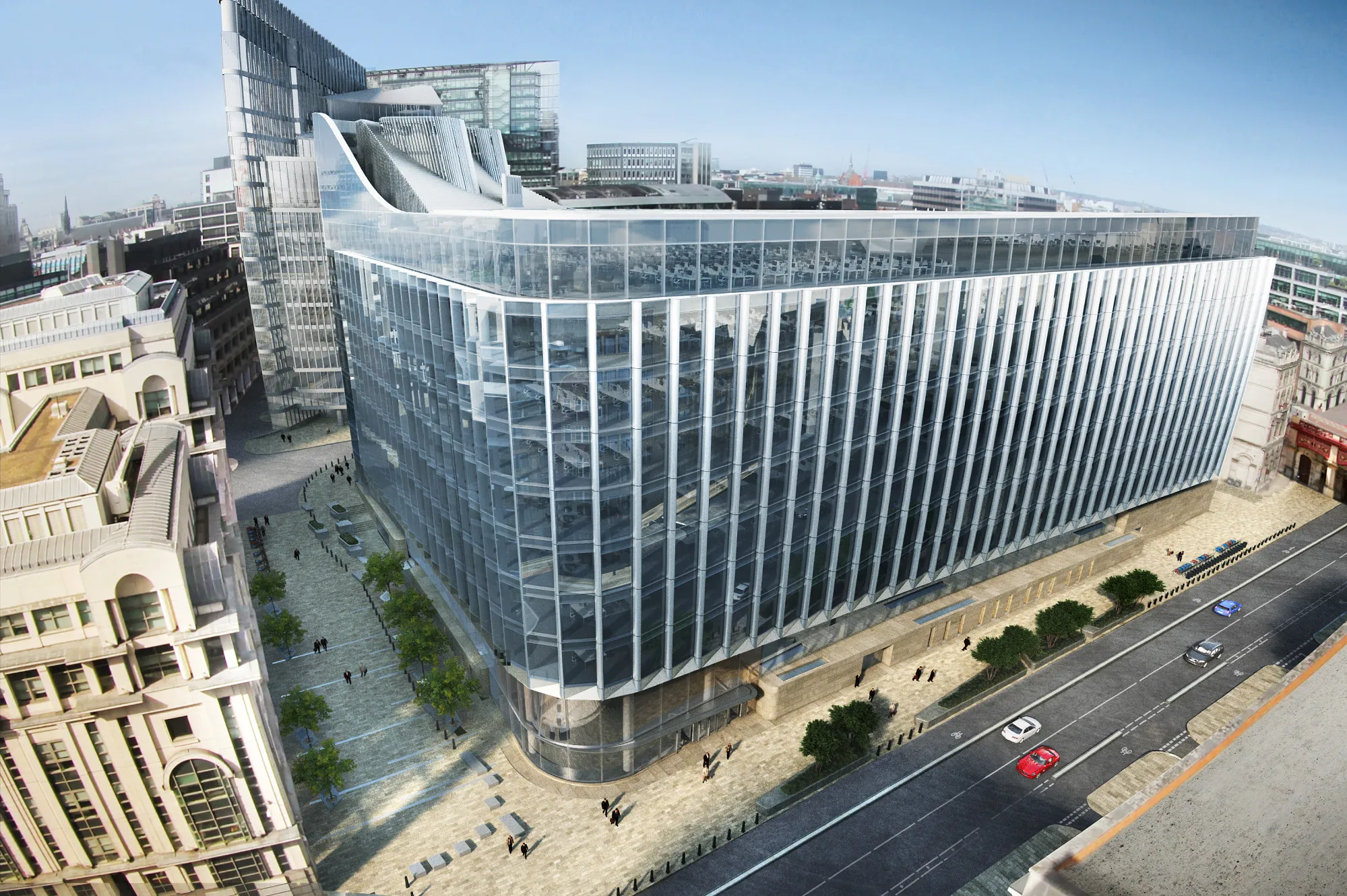 A photo illustration showing the new building as it would look&nbsp;from&nbsp;Stonecutter&nbsp;Street.