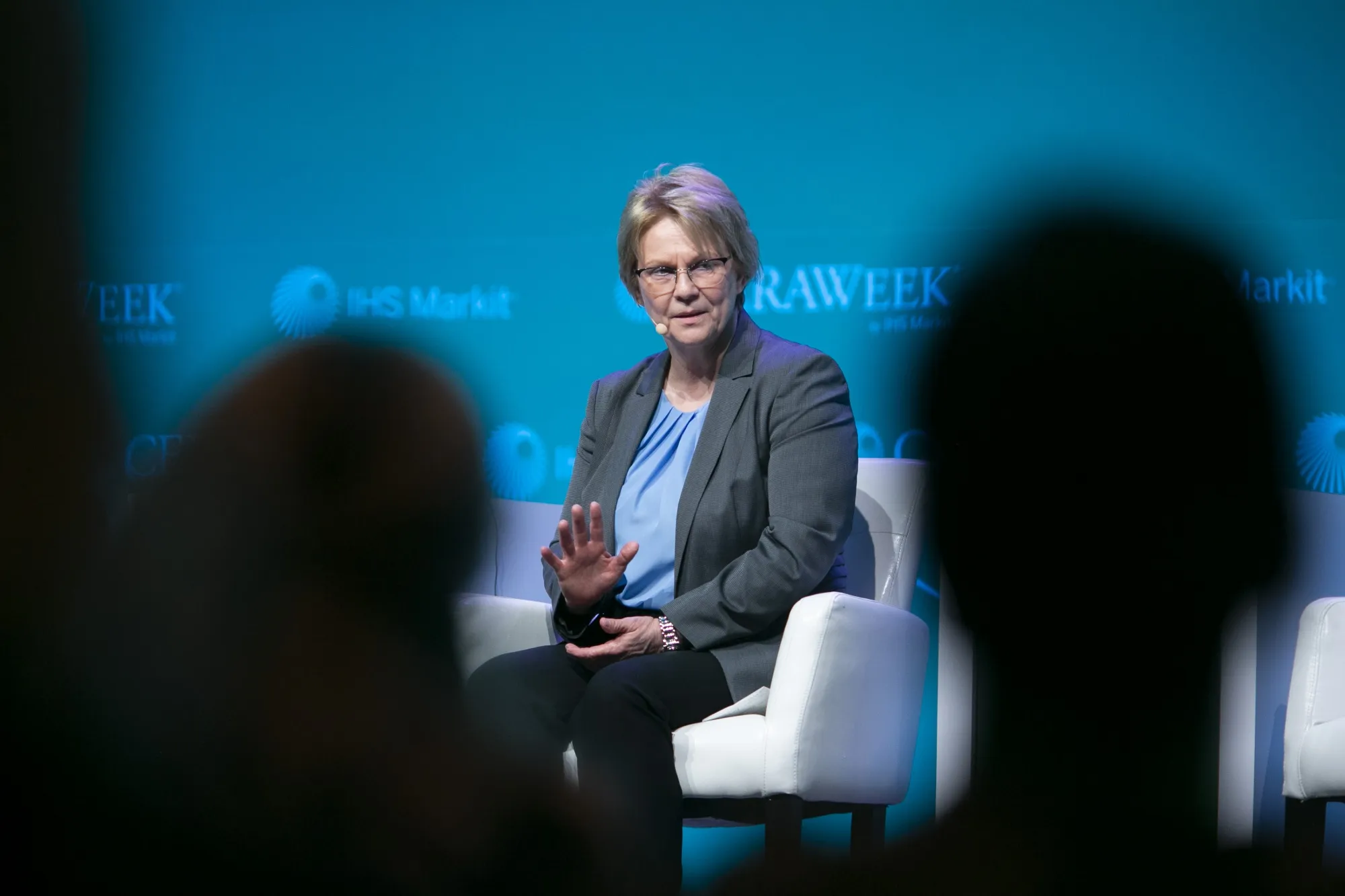 Vicki Hollub speaks during the 2019 CERAWeek by IHS Markit conference in Houston.