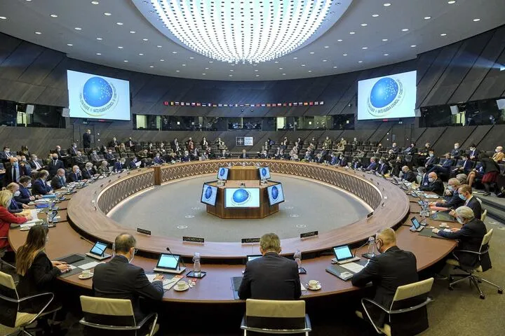 The NATO-Russia Council meeting in Brussels on Jan. 12.