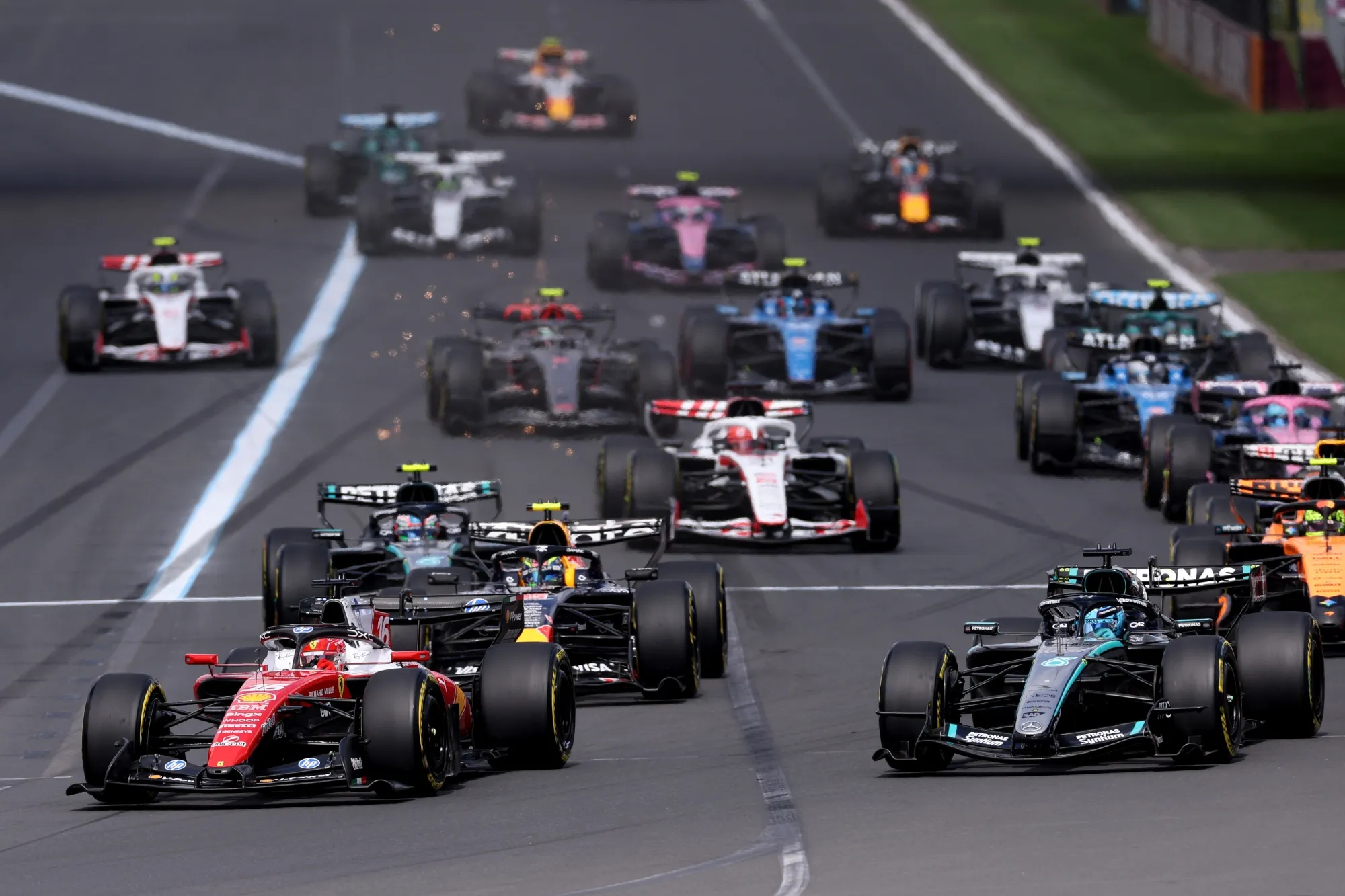 Vehicles during the F1 Grand Prix of Australia at Albert Park Grand Prix Circuit&nbsp;in Melbourne on March 8.&nbsp;