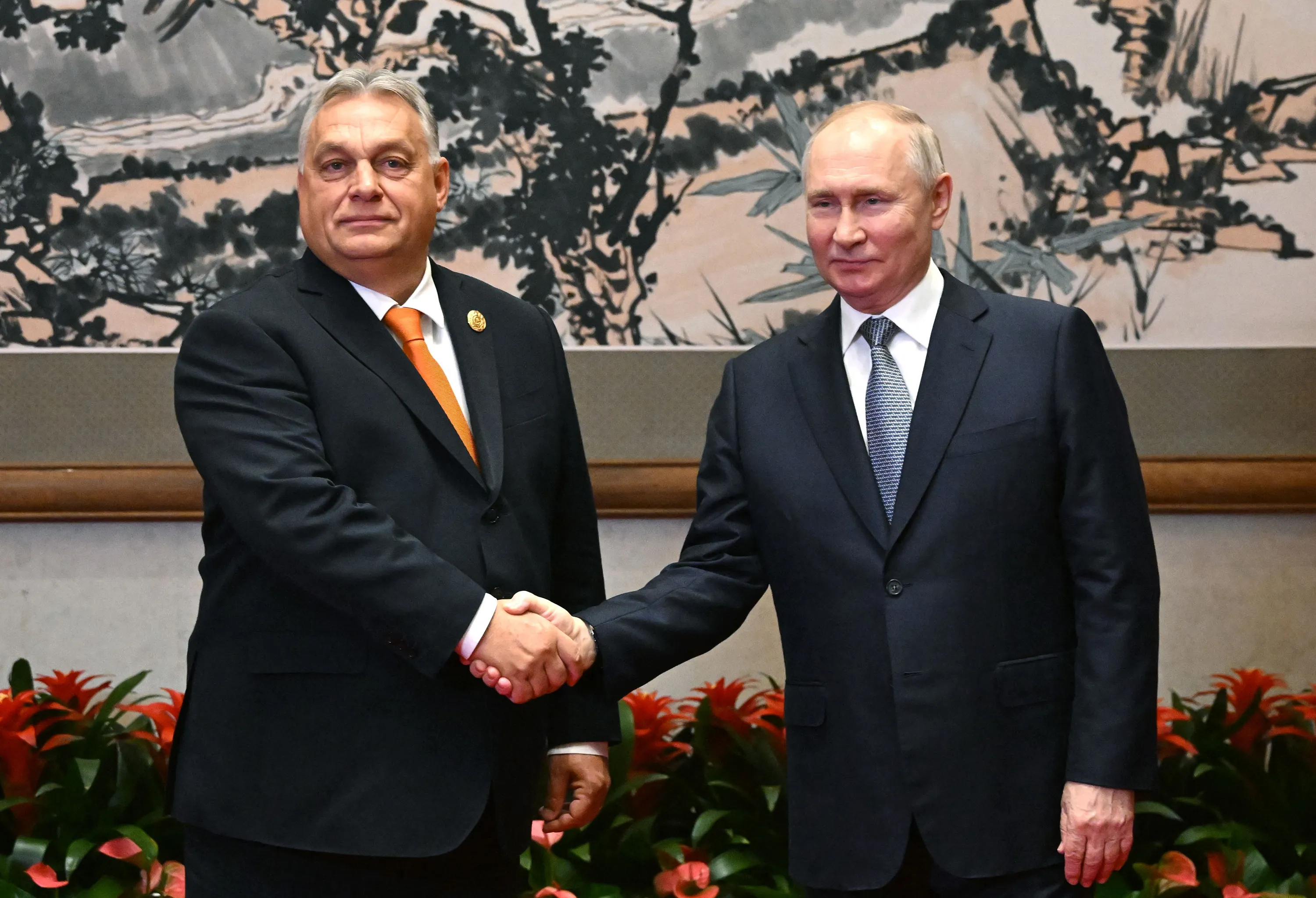 Hungarian Prime Minister Viktor Orban and Russian President Vladimir Putin in Beijing on Oct. 17.
