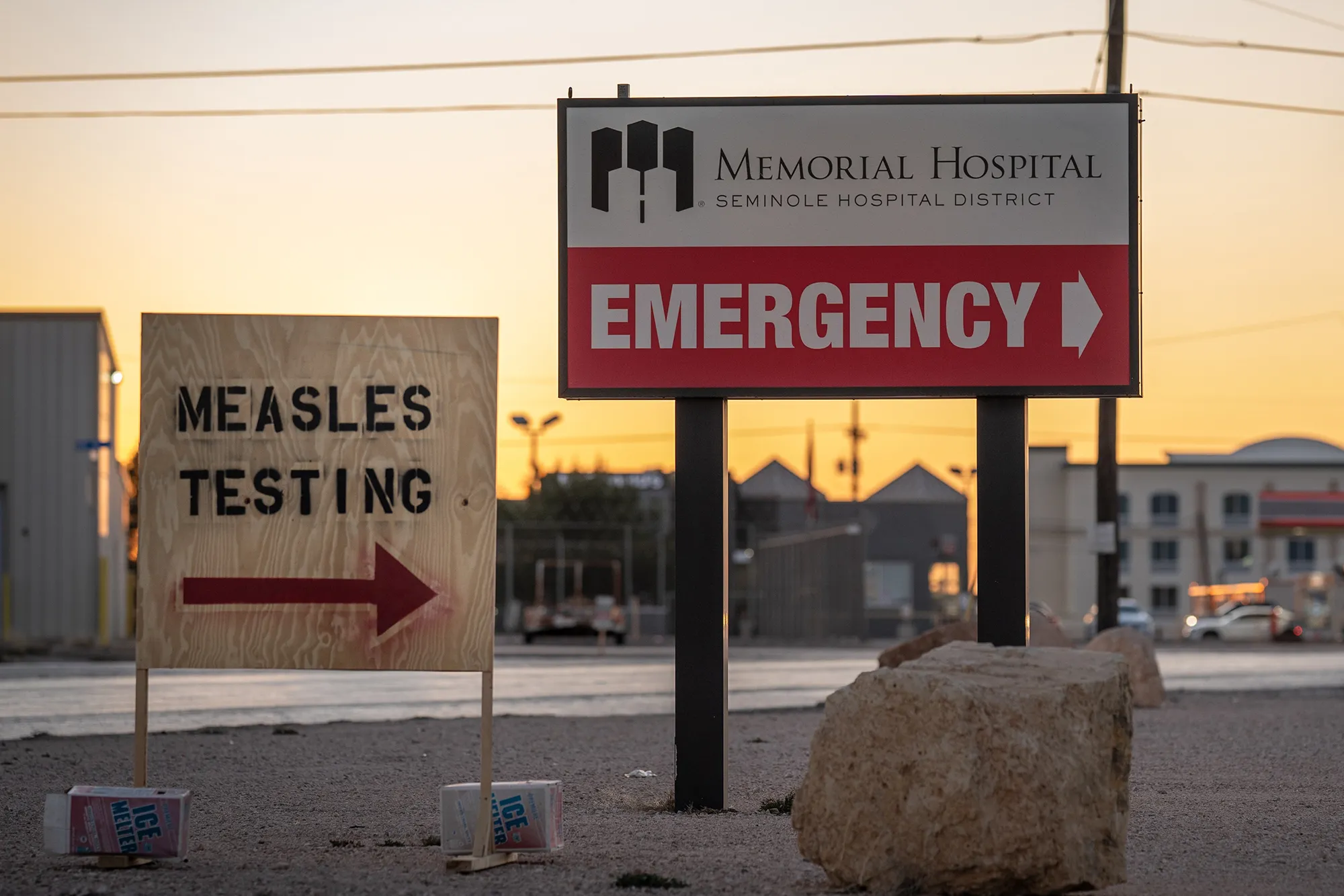 A measles testing in the parking lot of the Seminole Hospital District in Seminole, Texas.