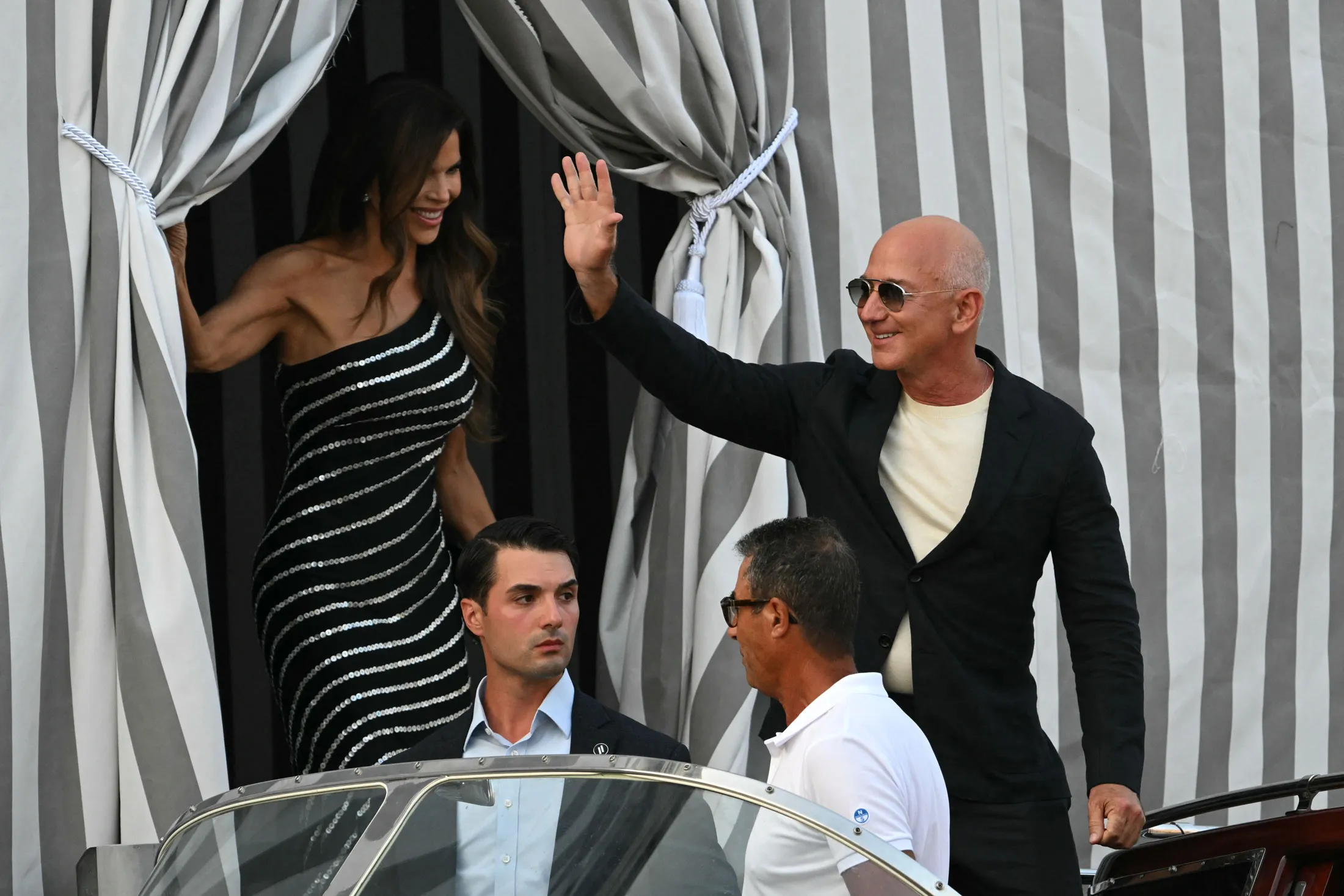 Lauren Sanchez and Jeff Bezos in Venice on June 25.