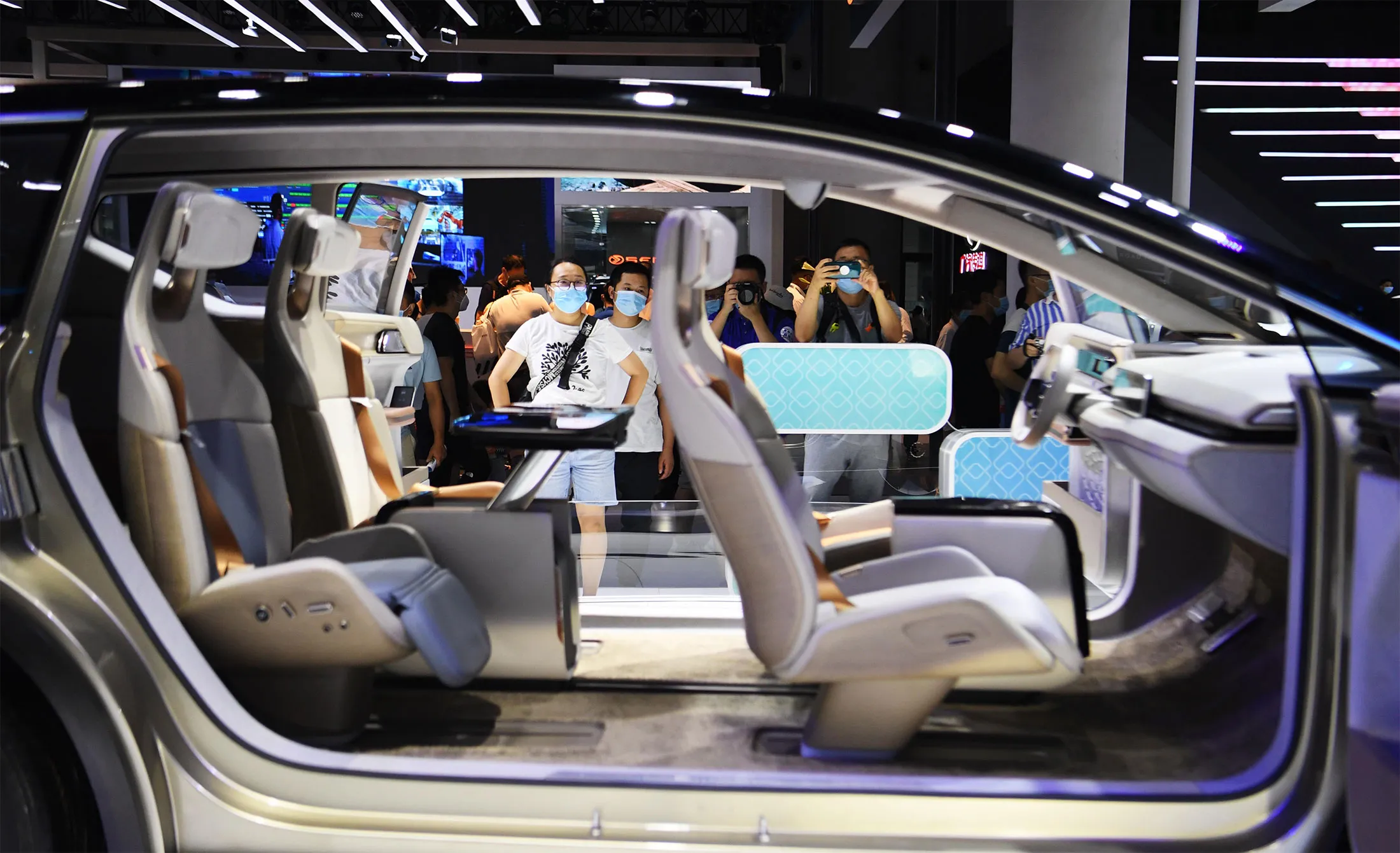 An Aiways U7 ion car is on display during Chengdu Motor Show 2020 in Chengdu, Sichuan Province, China,&nbsp;on July 25, 2020.