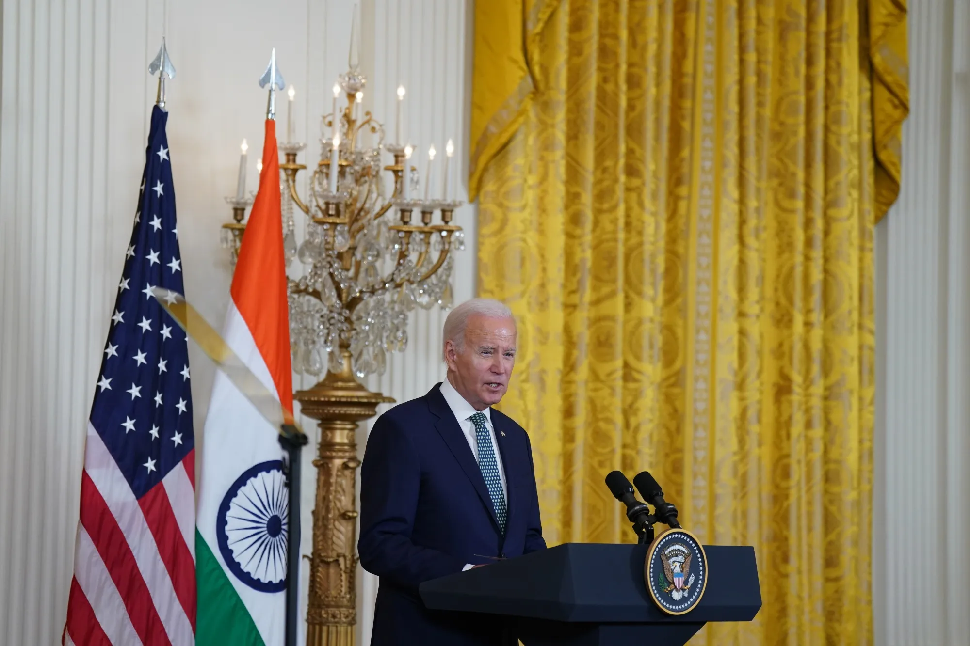 President Biden speaks during a joint press&nbsp;conference&nbsp;in the East Room of the White House on&nbsp;June 22.