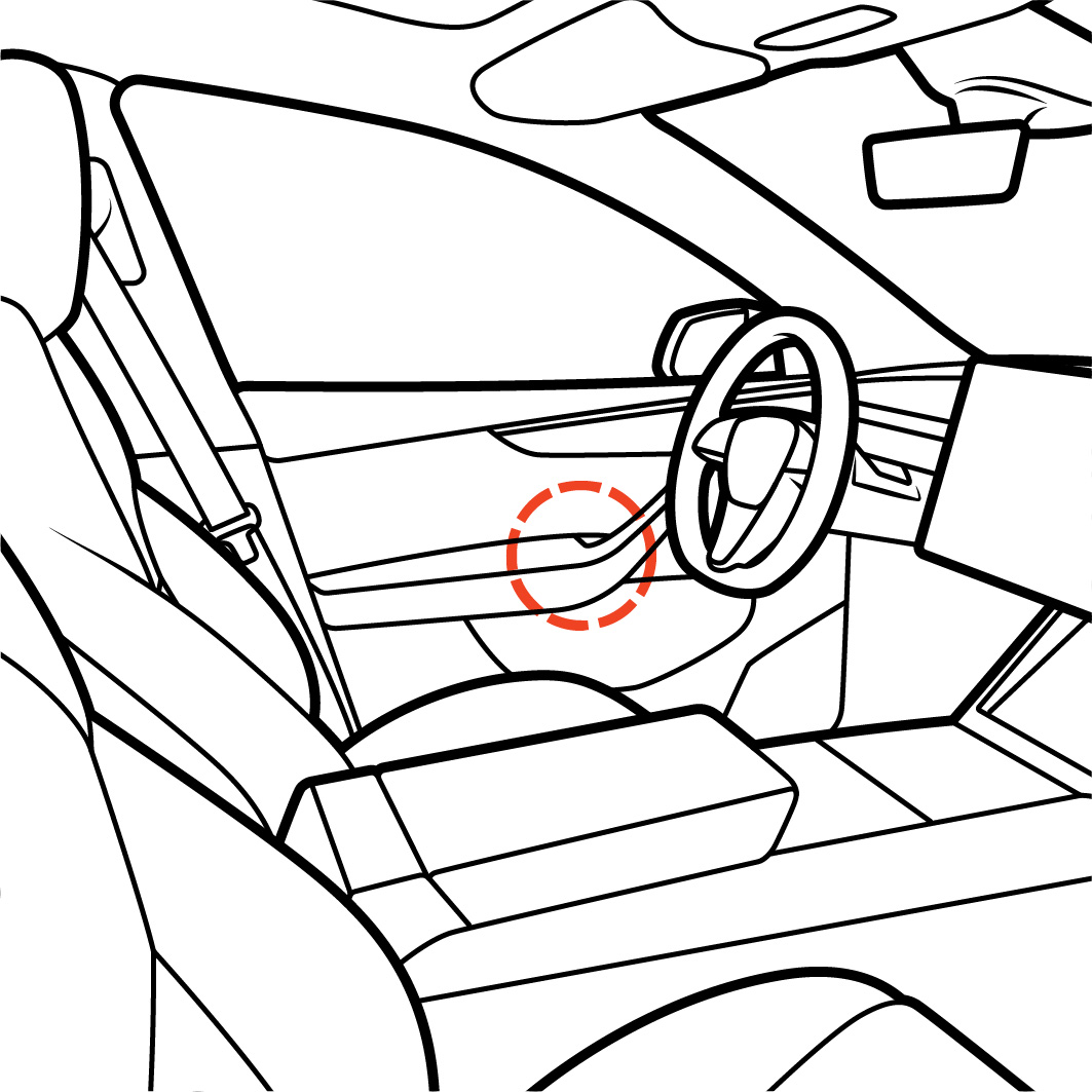 Interior view of the front driver side door