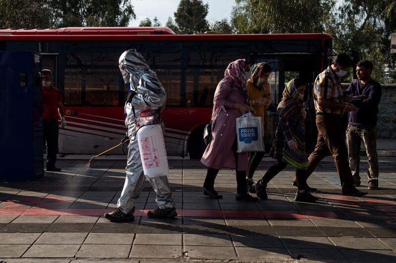 Volunteer Workers Disinfect Iran Capital As Virus Cases Surge