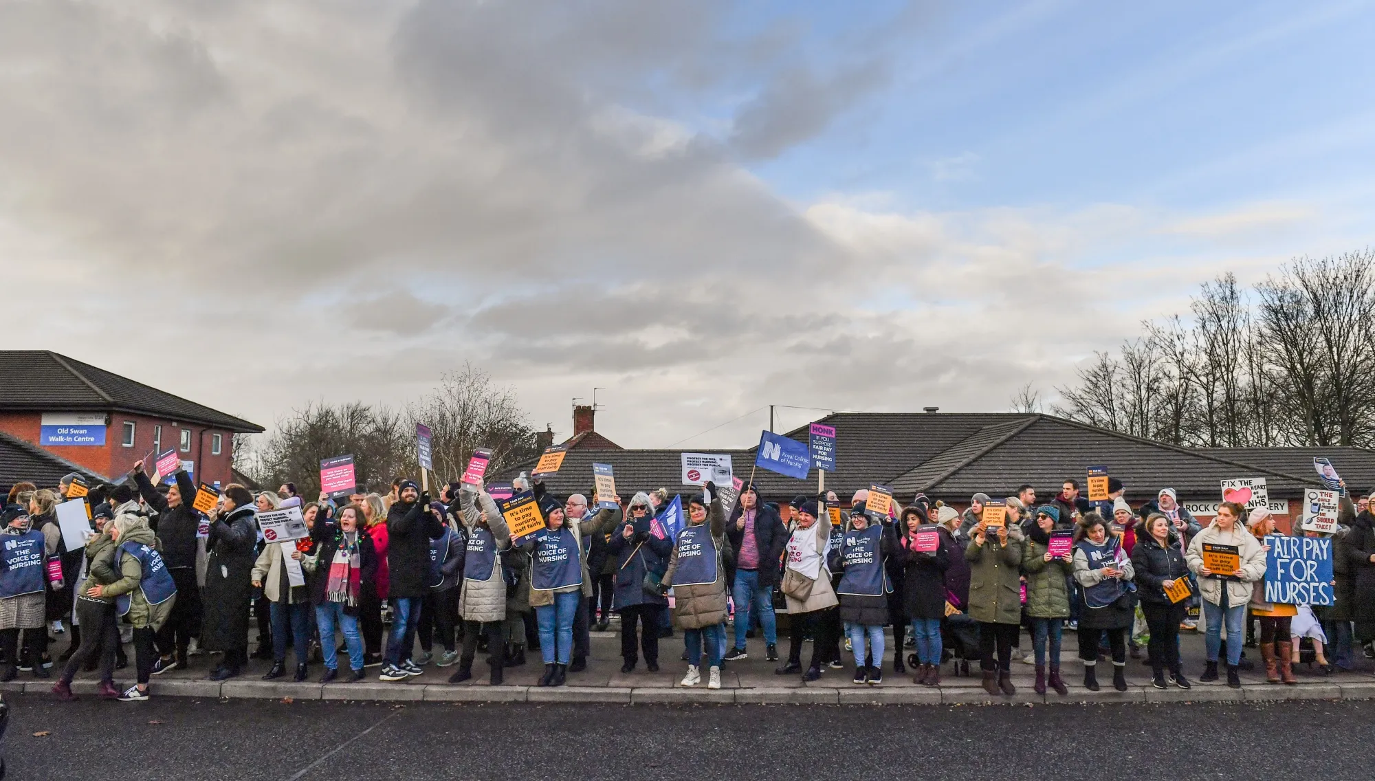 Demonstrators during a strike by NHS nursing staff&nbsp;in Liverpool, UK.&nbsp;