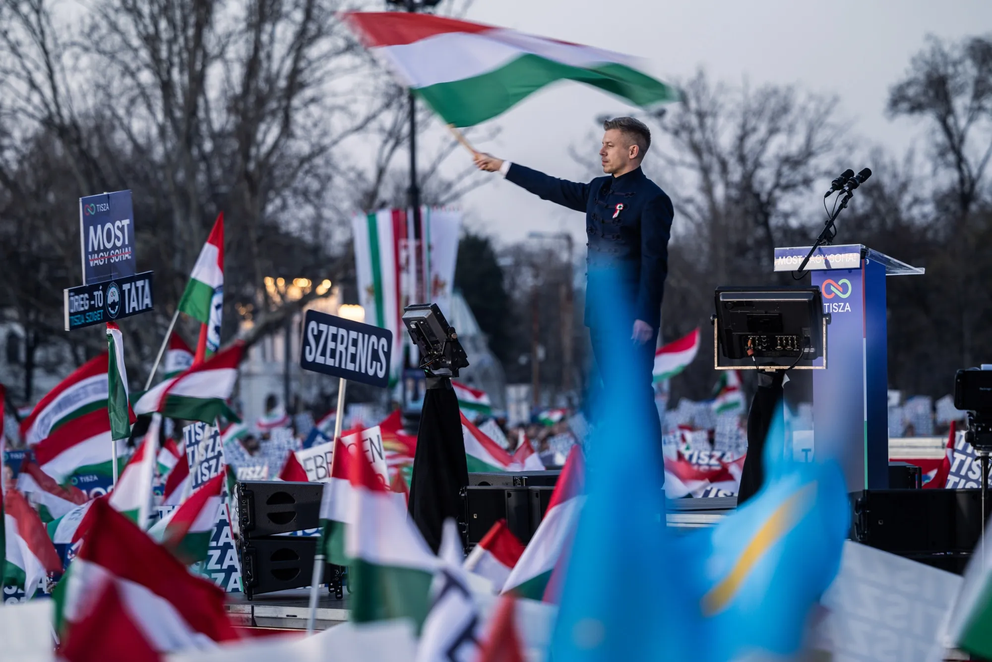 Peter Magyar during a general election in Budapest on March 15.