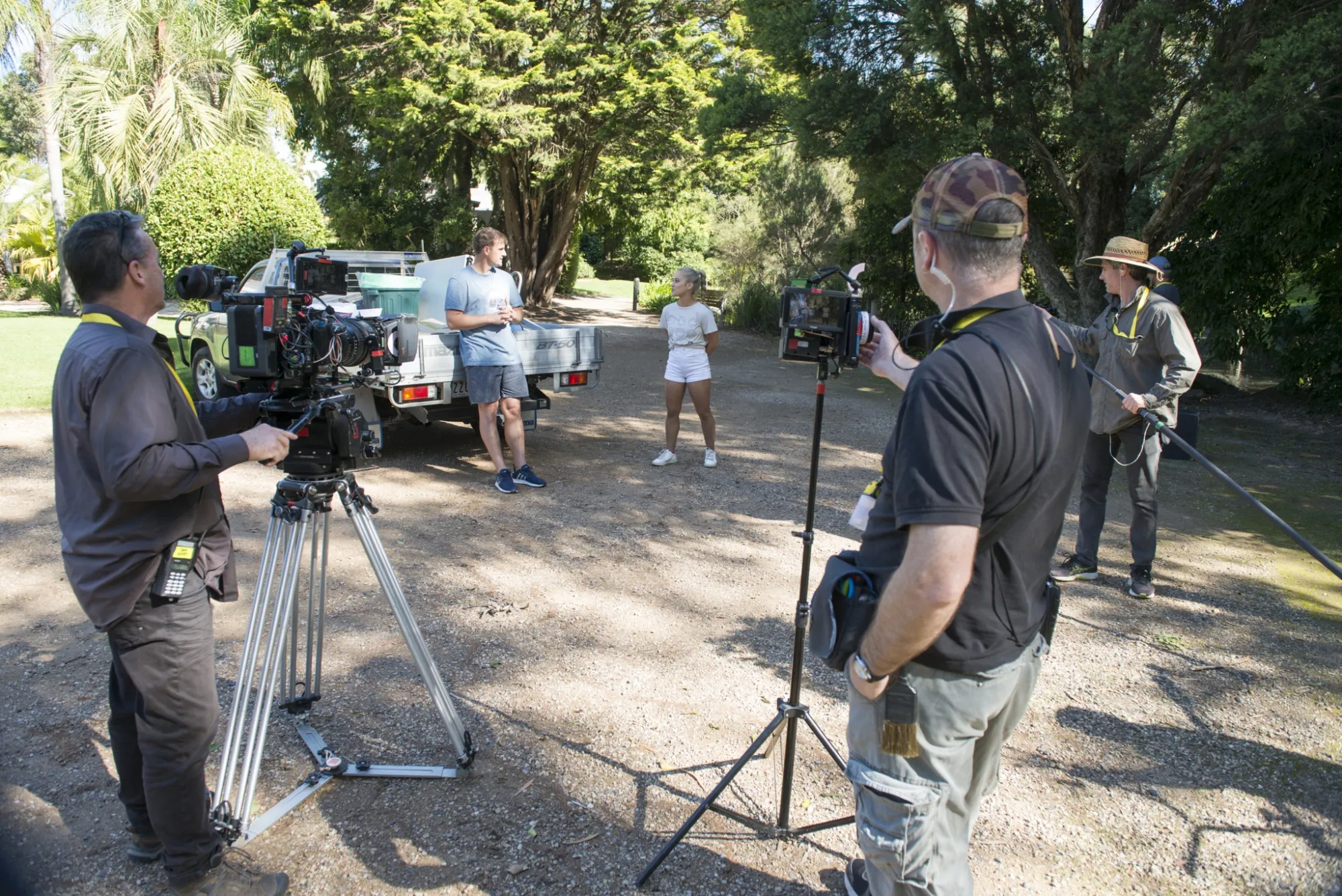 Filming on the set of Australian soap opera “Neighbours” in Melbourne, Australia, on April 24.