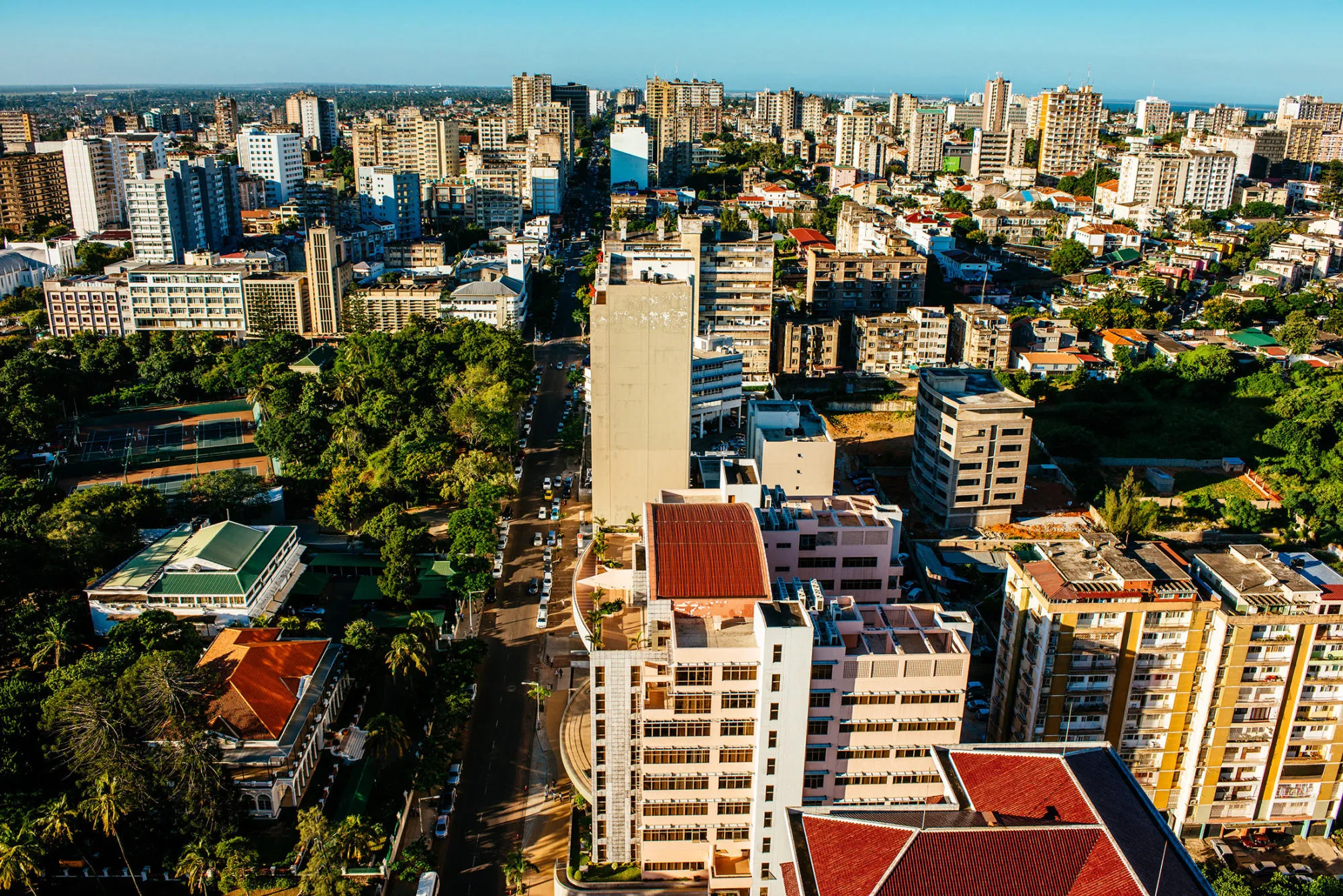 Residential and commercial buildings stand on the city skyline in Maputo, Mozambique