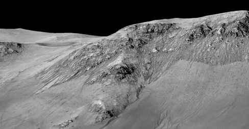 These dark, narrow, 100-meter-long streaks are thought to have been formed by flowing water on Mars.