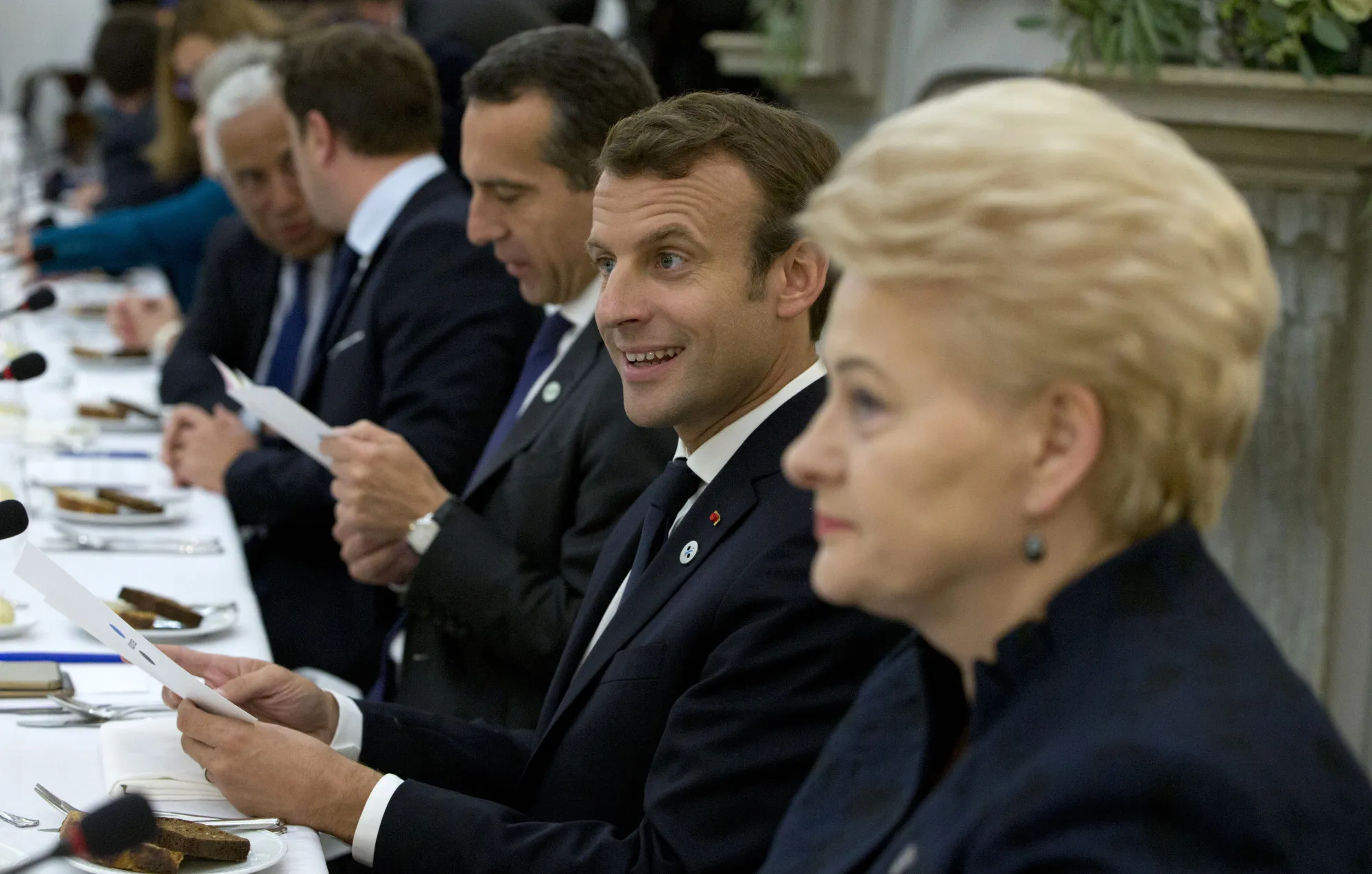 Emmanuel Macron, second right, in Tallinn on Sept. 28.

