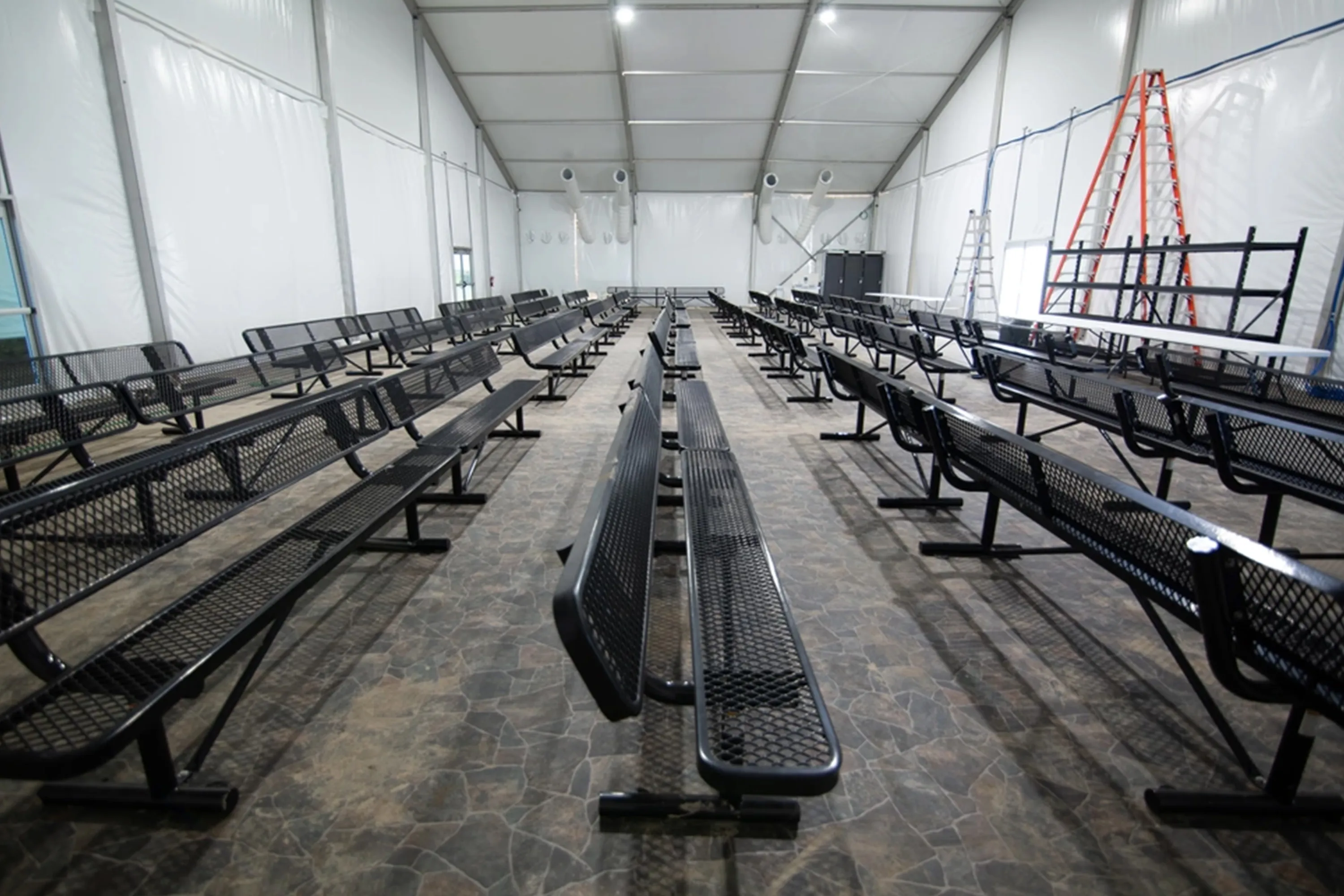 This photograph distributed by the US Customs and Border Protection Office of Public Affairs shows the intake area&nbsp;of&nbsp;the soft-sided facility in Otay Mesa, California.