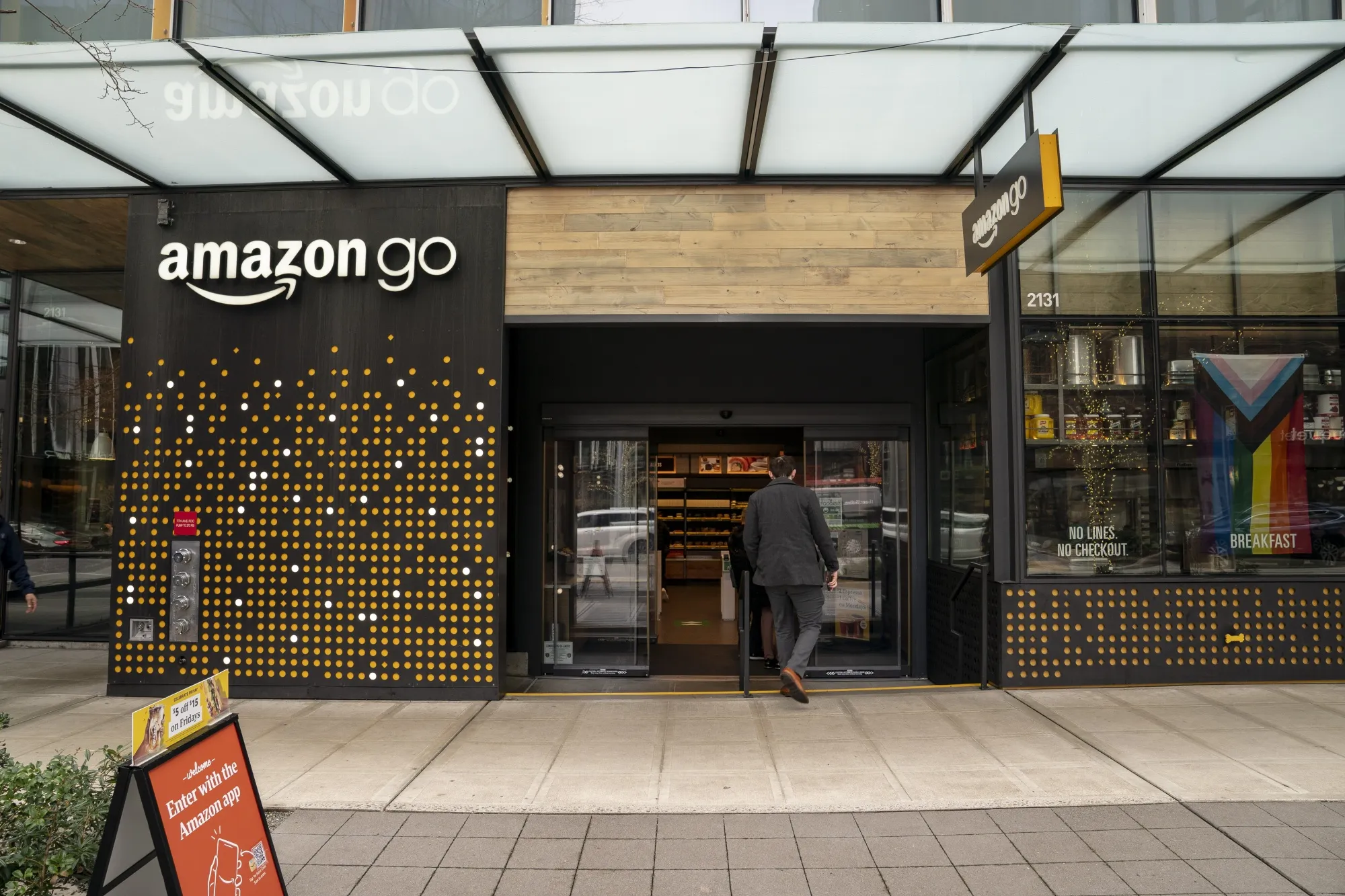 An Amazon Go store at the company headquarters campus in Seattle. Amazon is more interested in selling its self-checkout technology to retail partners than creating more similar brick-and-mortar stores itself.
