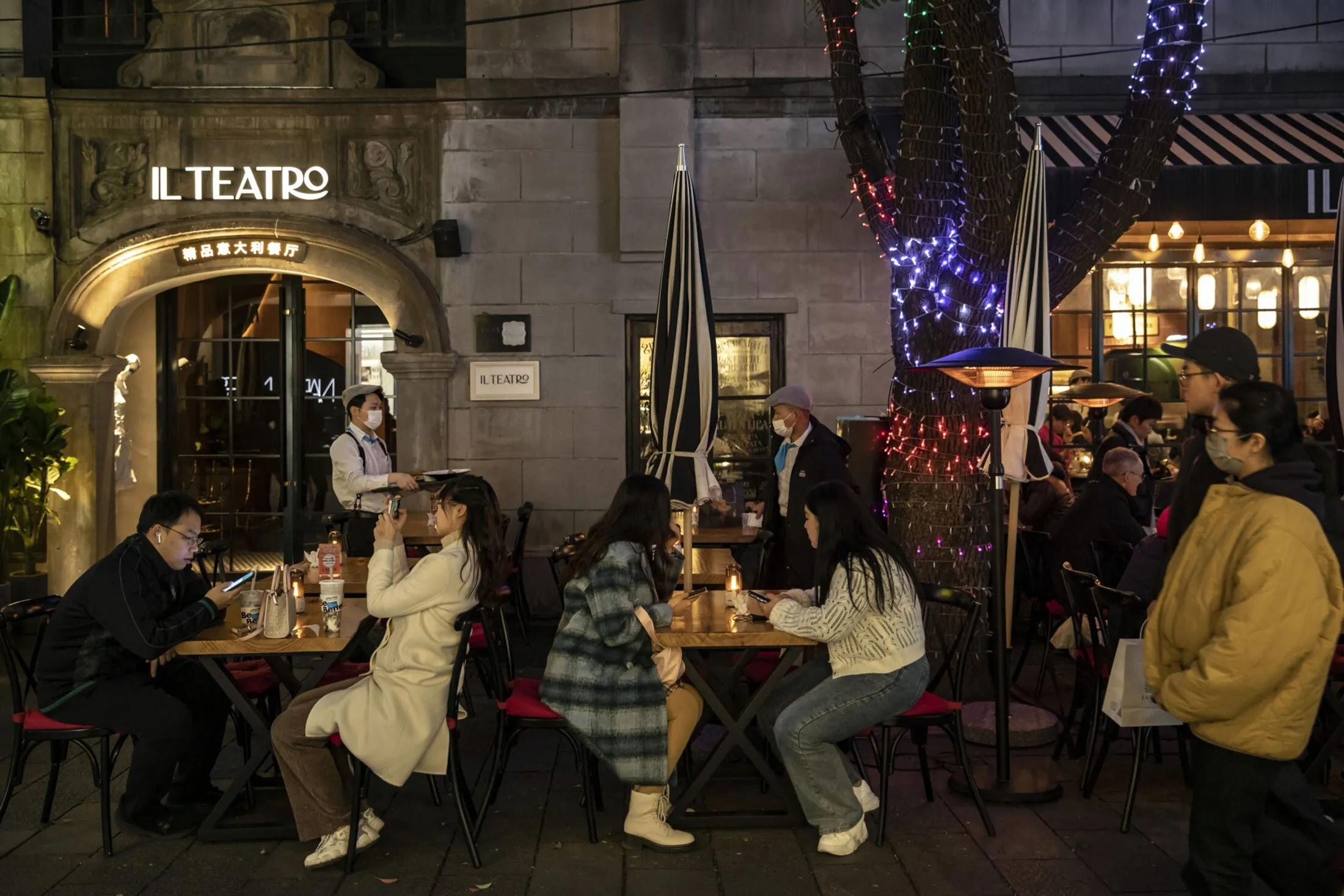 At a restaurant in Shanghai last month.