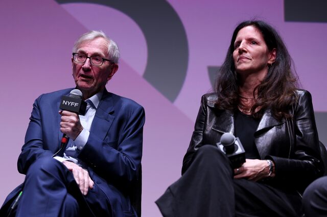 Seymour Hersh and Laura Poitras answer questions side by side at the New York Film Festival
