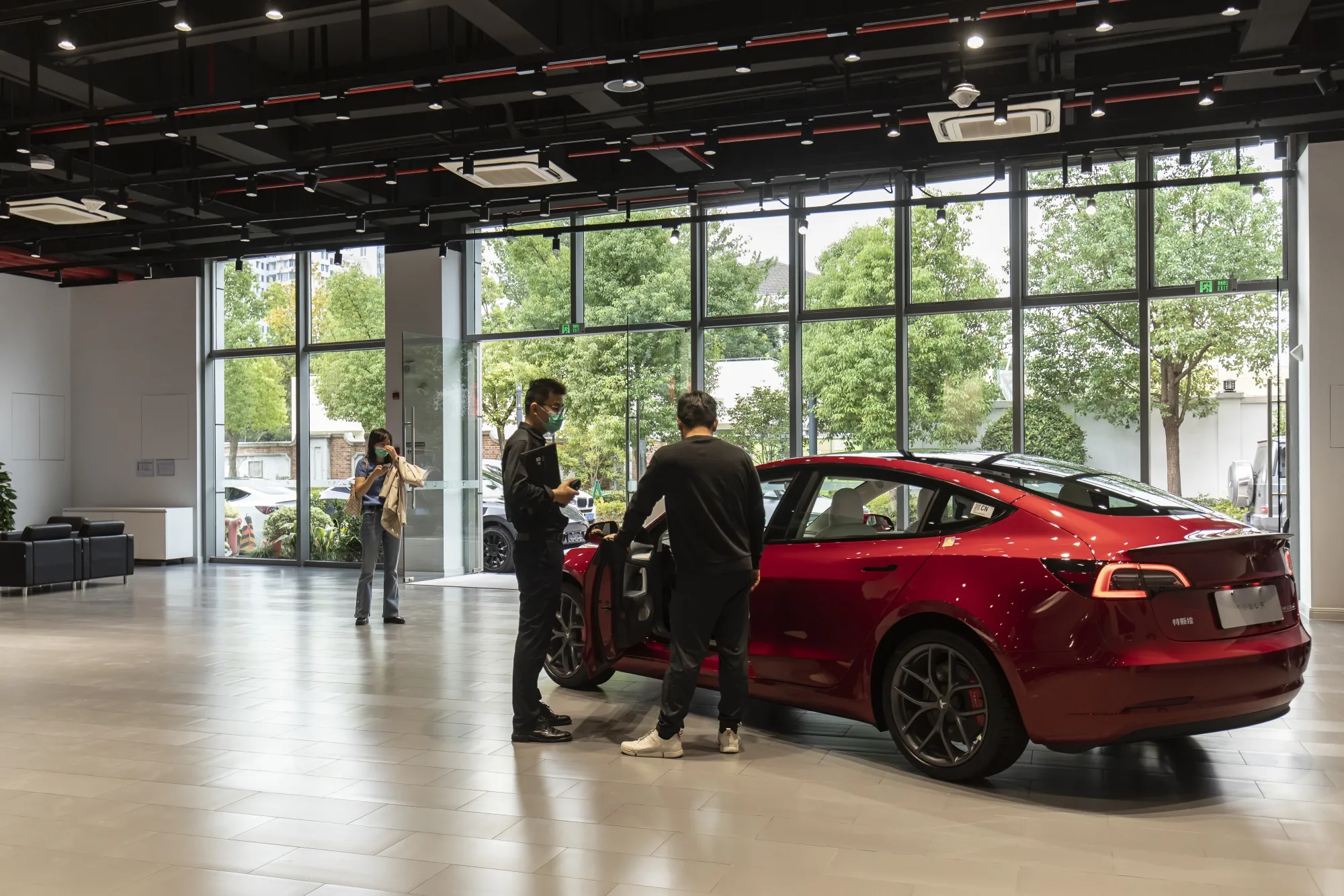 Inside a Tesla Inc. showroom in Shanghai.