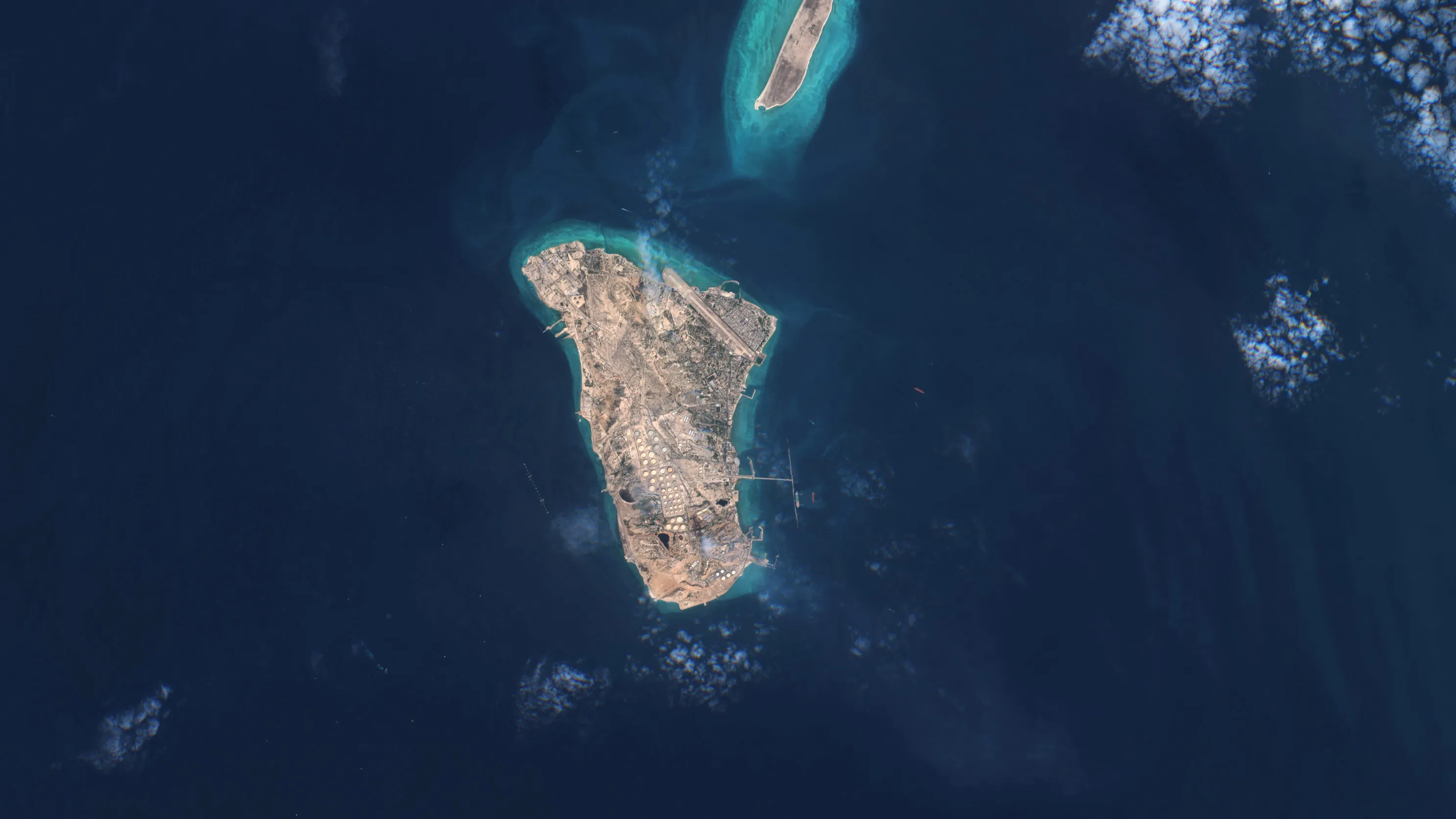 Satellite view of Kharg Island, located in the Persian Gulf off the coast of Iran.