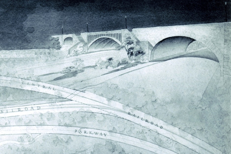 Detail of proposed grade crossing elimination, Saw Mill River Parkway at Tarrytown Road, 1931.  