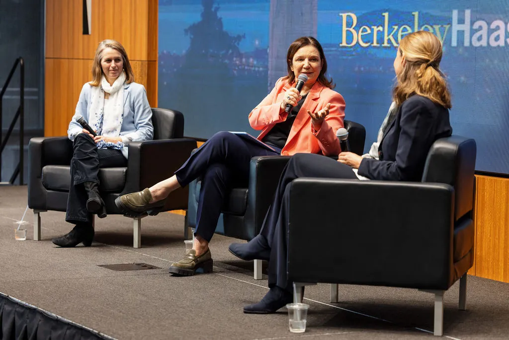 Ann Harrison (center), dean of the Haas School of Business at the University of California at Berkeley.