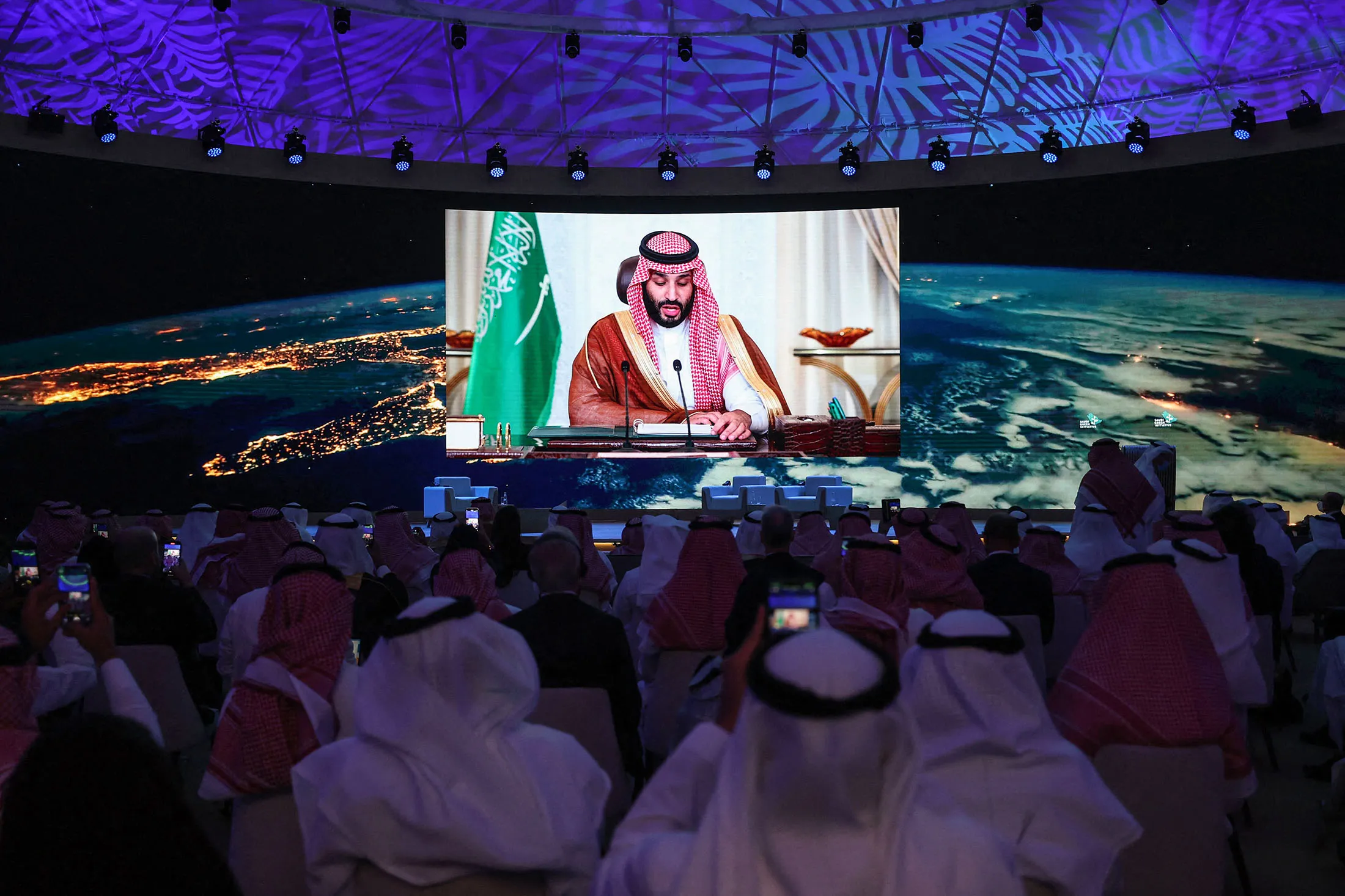 Mohammed bin Salman during the opening ceremony of the Saudi Green Initiative forum in Riyadh in&nbsp;2021.