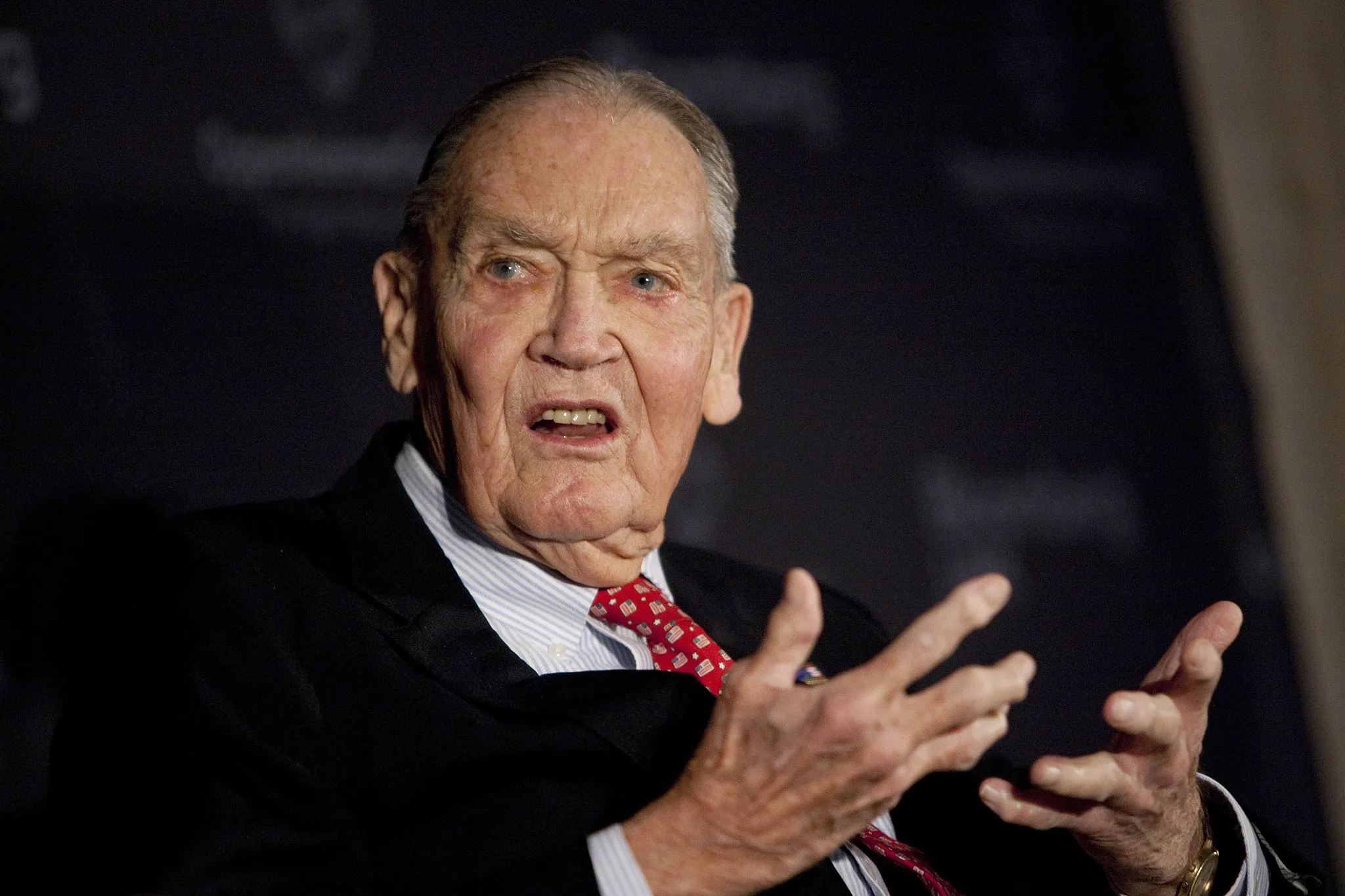 John Bogle, founder of Vanguard Group, speaks at a portfolio manager conference in New York on Feb. 16, 2012.
