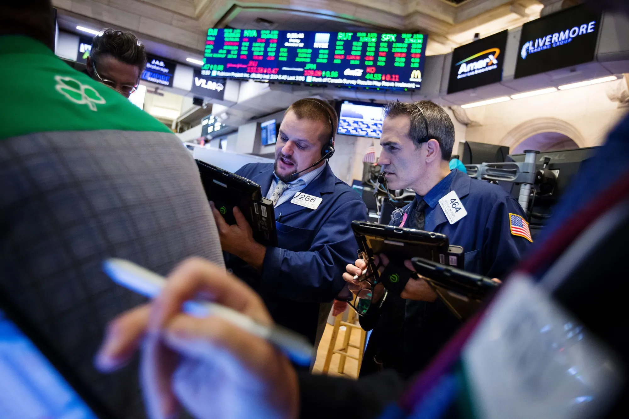 Trading On The Floor Of The NYSE As U.S. Stocks Leap And Global Relief Rally Kicks In