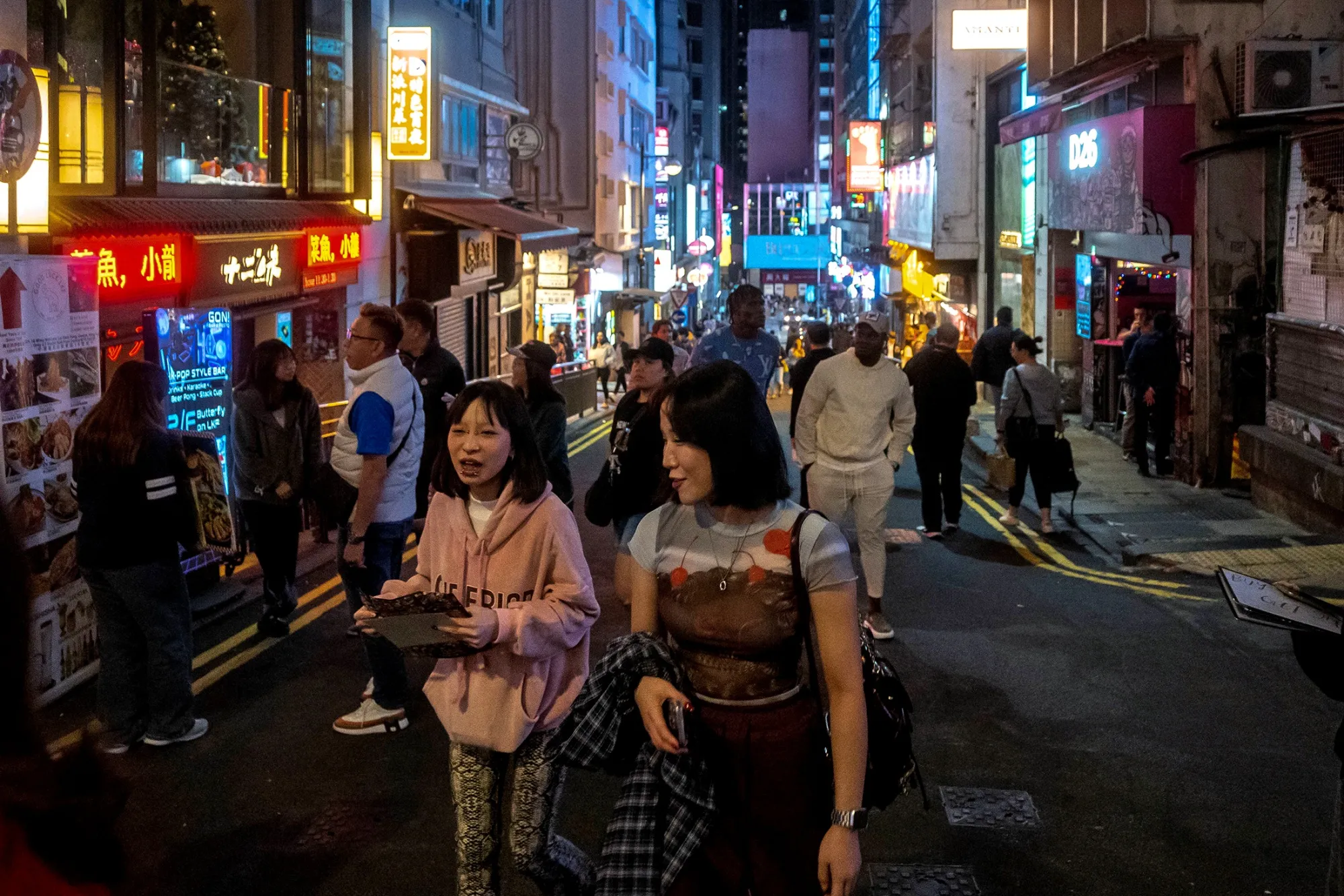 Lan Kwai Fong's lively streets at night