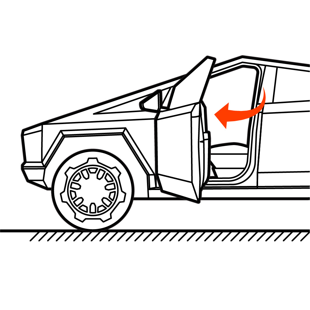 Exterior view of the front door swinging open