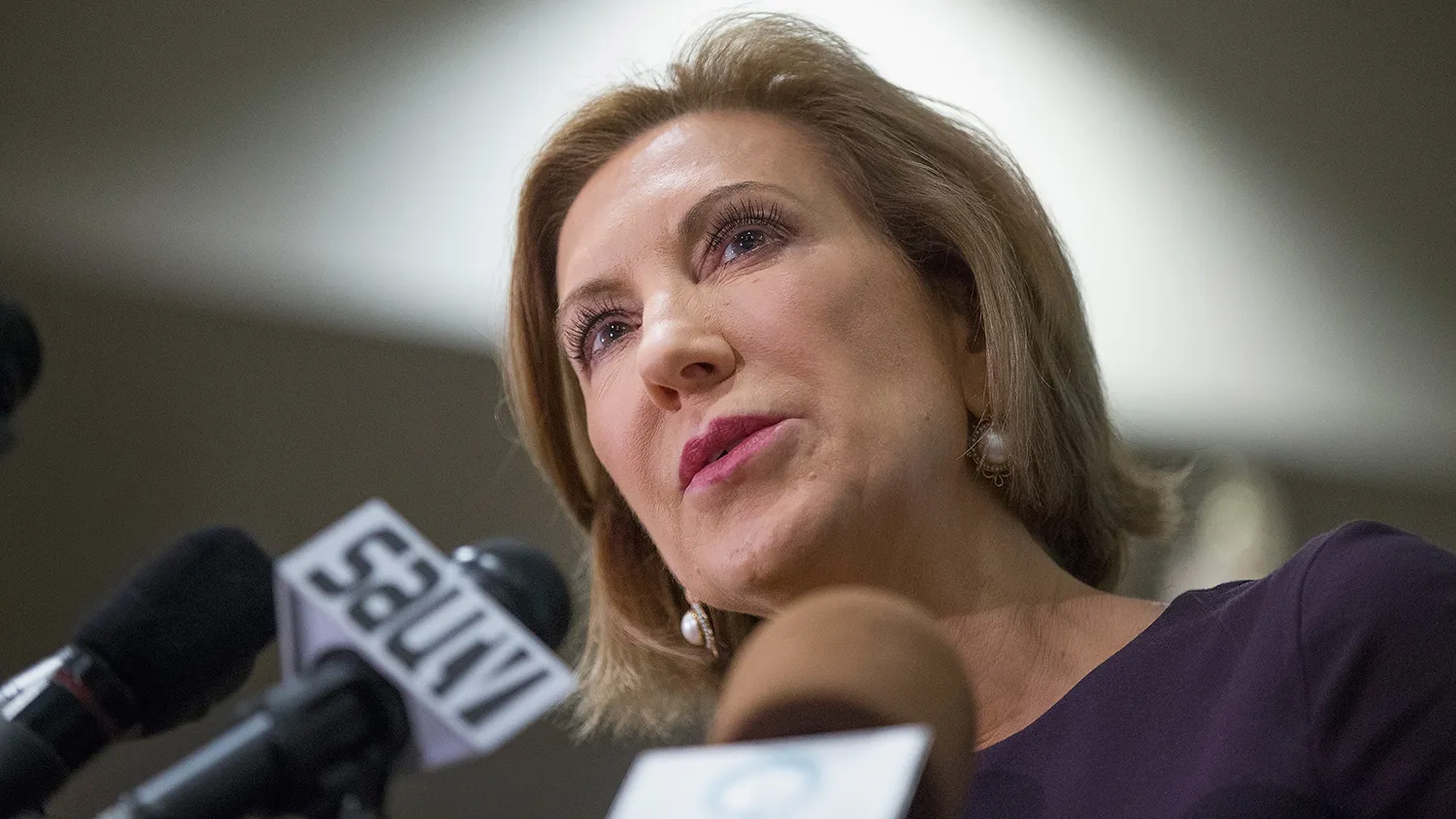 Republican presidential candidate Carly Fiorina addresses the Quad Cities New Ideas Forum at St. Ambrose University on Sept. 25, 2015, in Davenport, Iowa.
