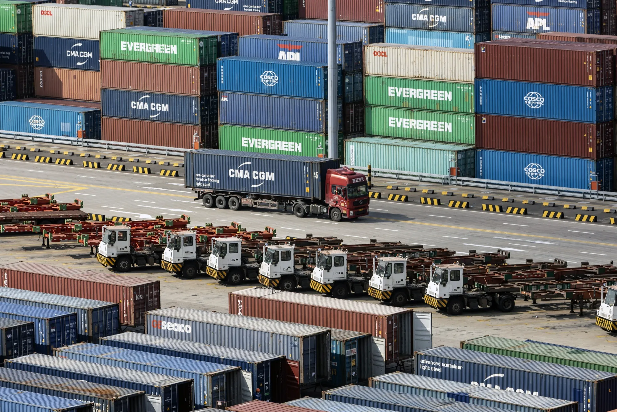Containers at the Yangshan Deepwater Port in Shanghai.