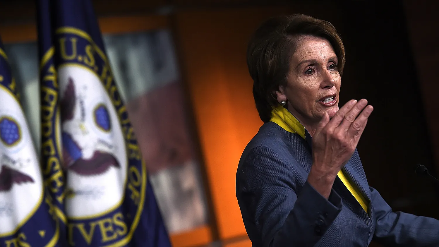House Minority Leader Nancy Pelosi (D-CA) answers questions during her weekly press conference on November 13, 2014 in Washington, DC.

