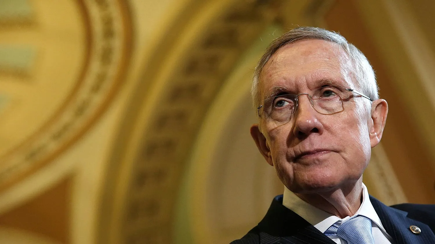 Senate Majority Leader Harry Reid (D-NV) answers questions following the weekly Democratic policy luncheon at the U.S. Capitol September 16, 2014 in Washington, DC. Reid answered questions about the midterm elections and the remaining legislative agenda for the Senate.
