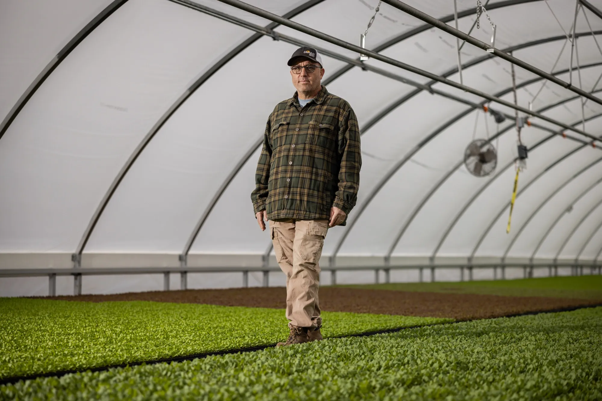 Joe Petrocco, a fourth generation vegetable grower, in one of his farm’s greenhouses in Brighton, Colorado.&nbsp;