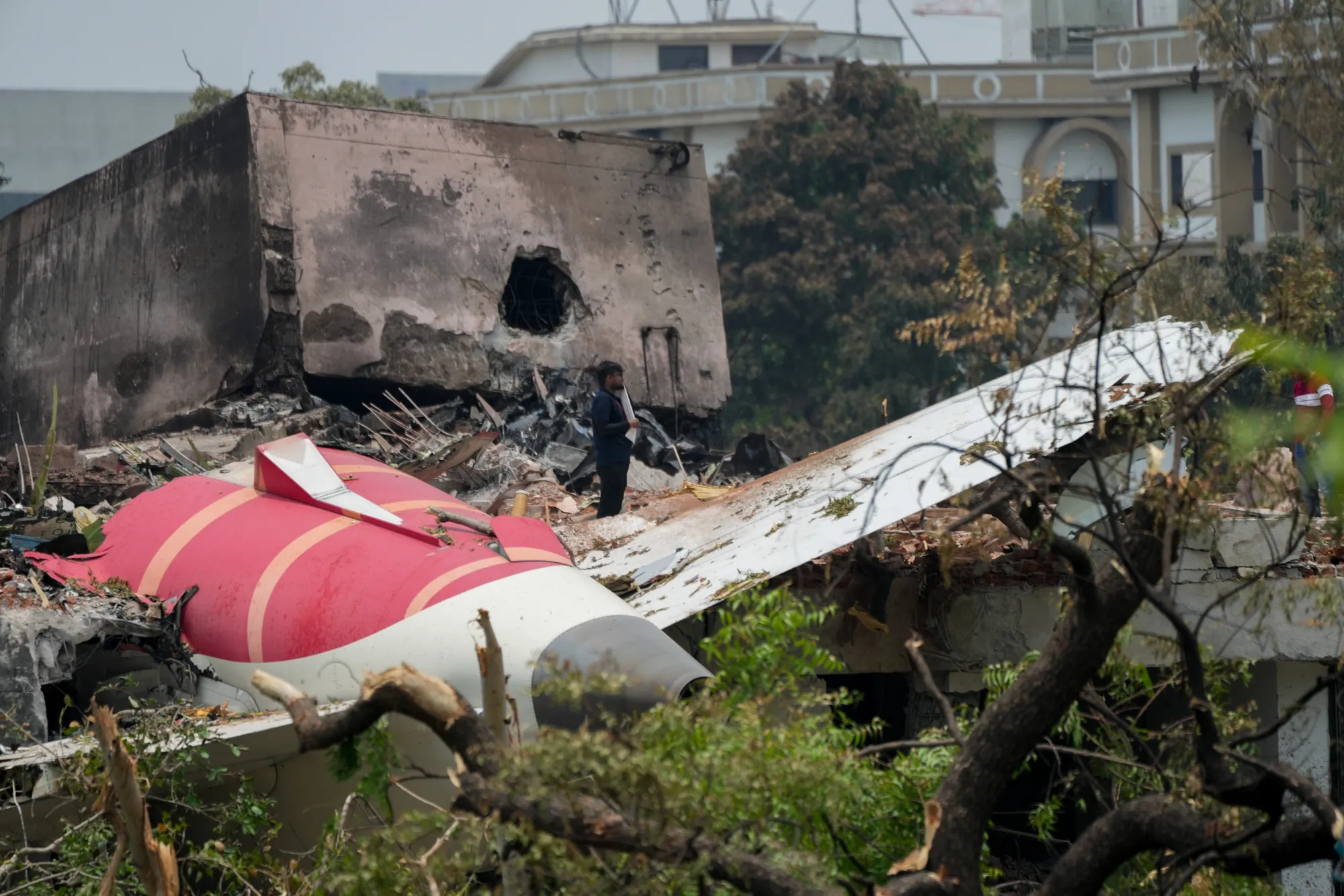 The crash site of Air India Ltd. Flight 171 in Ahmedabad, Gujarat, India, on&nbsp;June 13.
