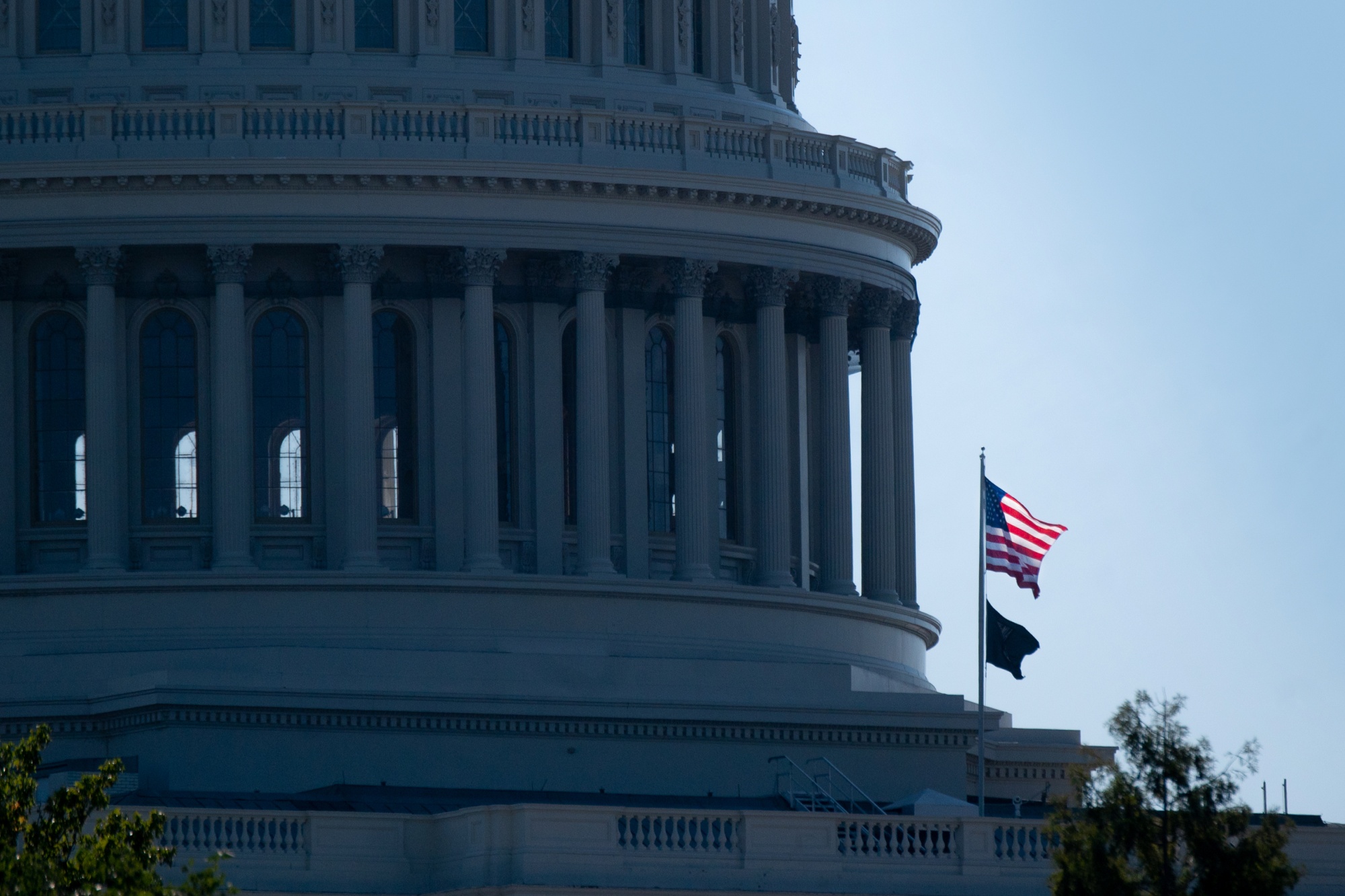 An American flag flies outside of the U.S. Capitol building in Washington on Aug. 18, 2020.&nbsp;