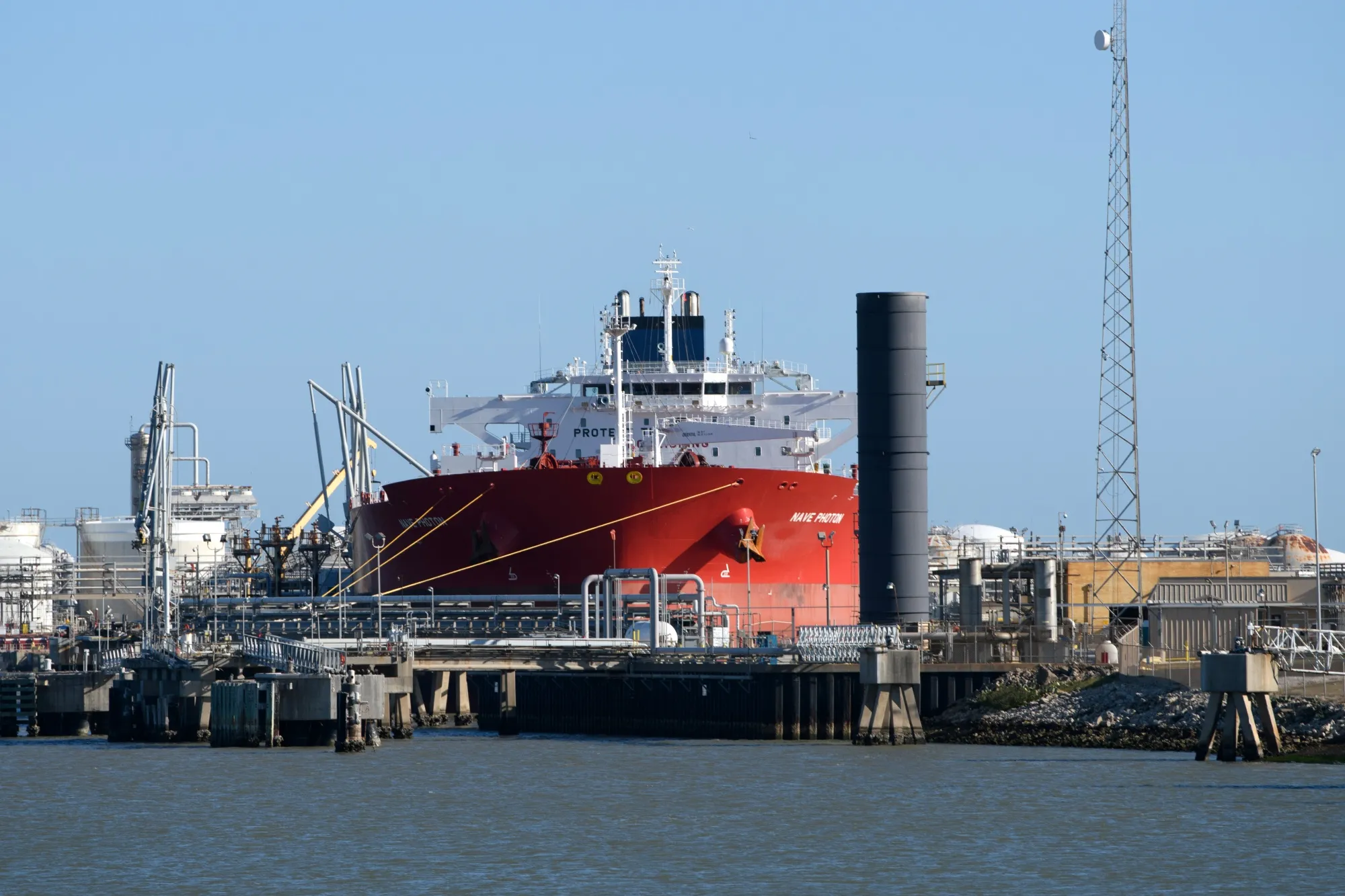 An oil tanker&nbsp;carries&nbsp;a shipment of Venezuelan oil in Freeport, Texas, on Jan. 16.