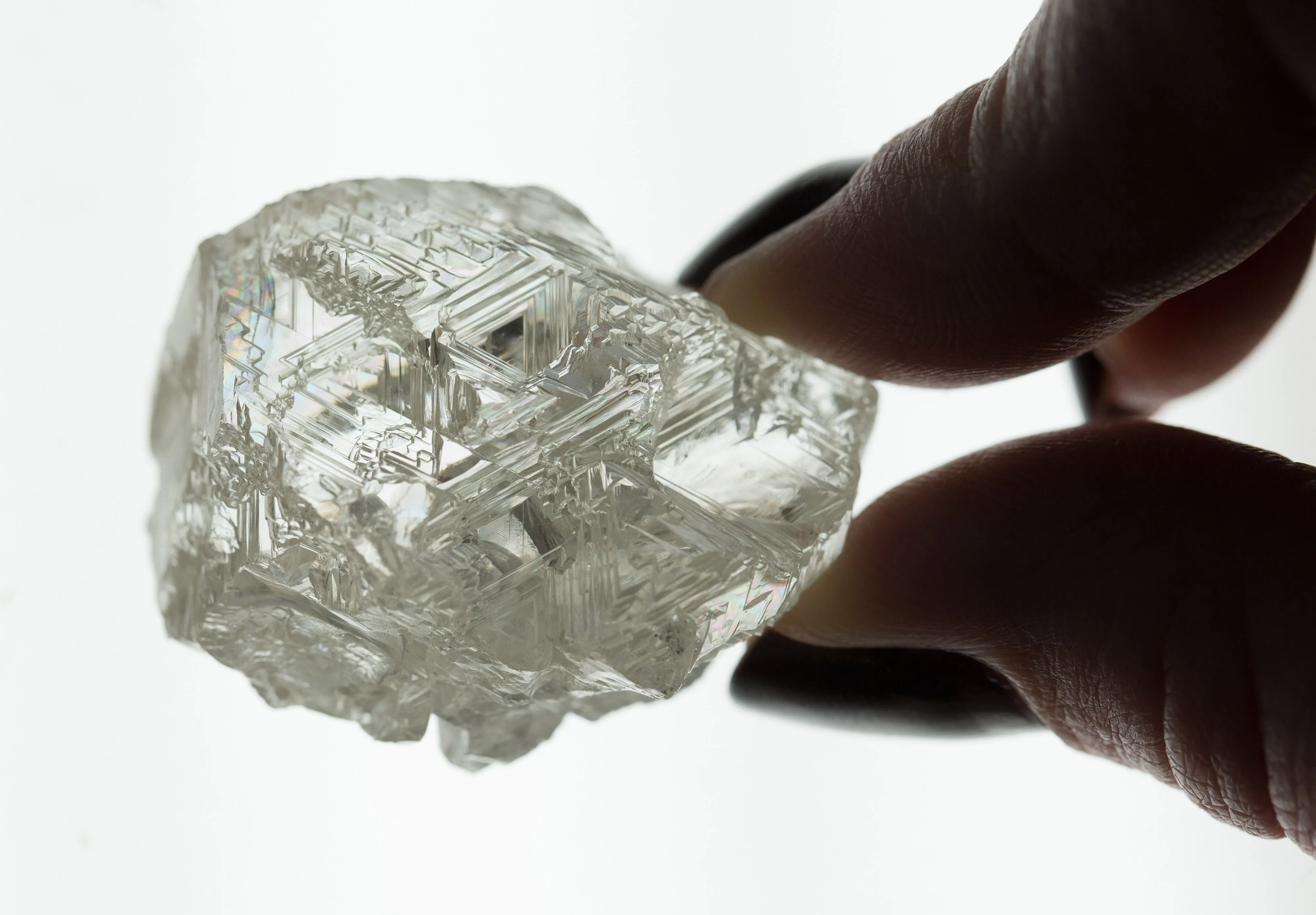 A large rough diamond at Alrosa’s sorting center in Moscow.