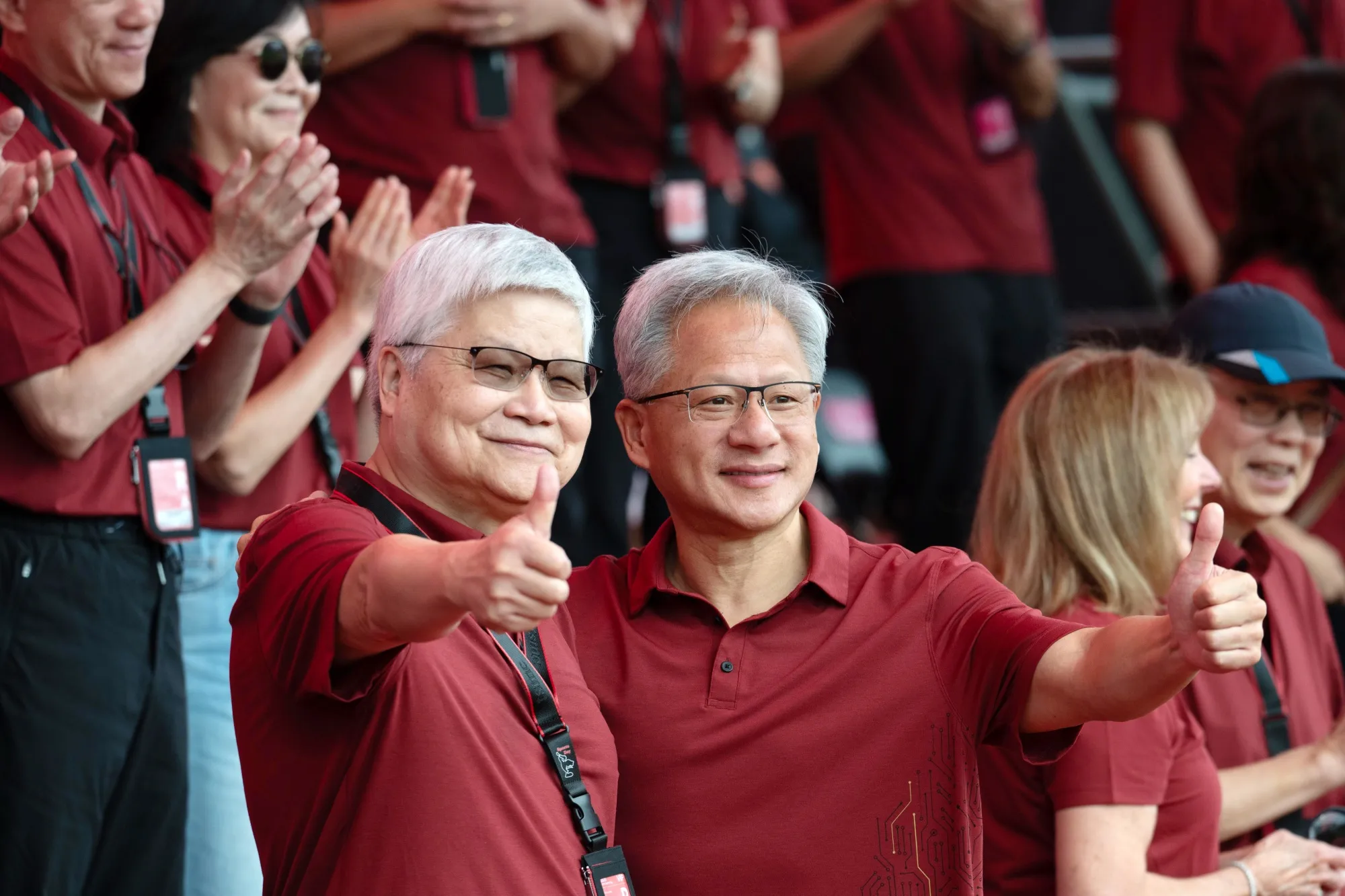 Jensen Huang, right, and C.C. Wei in Hsinchu, Taiwan, on Nov. 8.