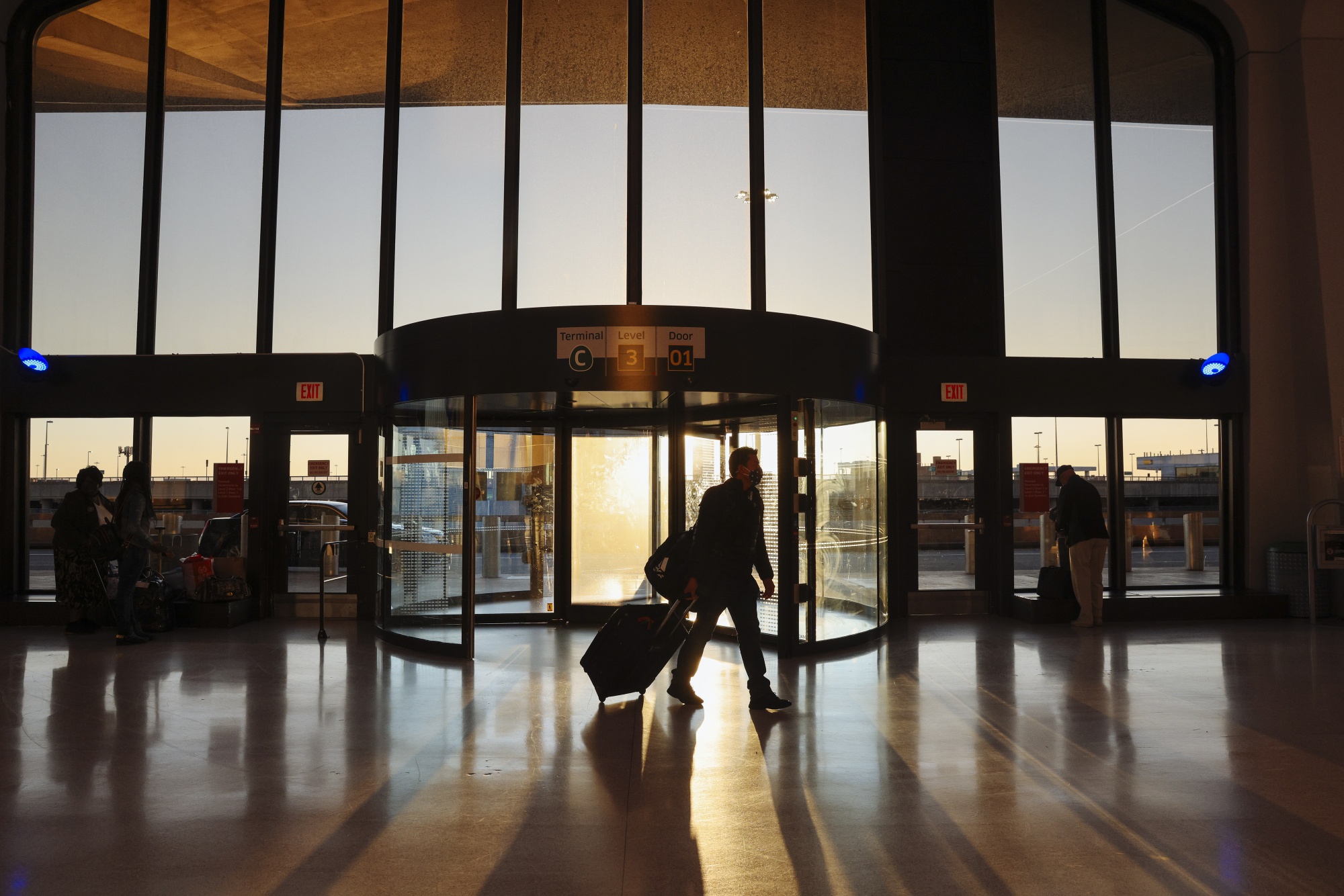 A traveler walks through Newark Liberty International Airport in New Jersey.