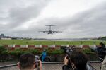 The U.S. Air Force C-17 Globemaster cargo aircraft at Taipei Shongshan Airport on June 6.