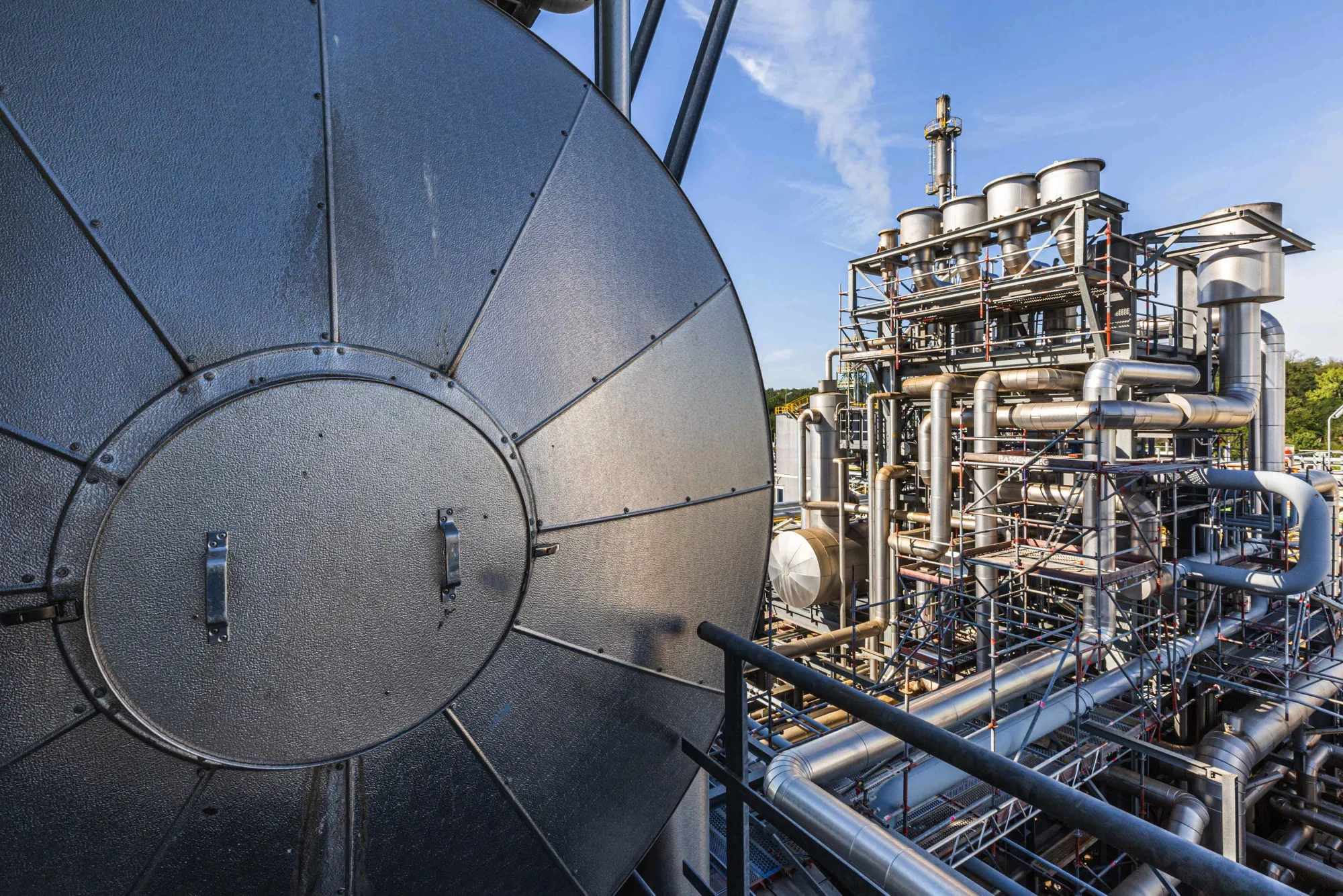 Pipework at a hydrogen plant in Leuna, Germany.